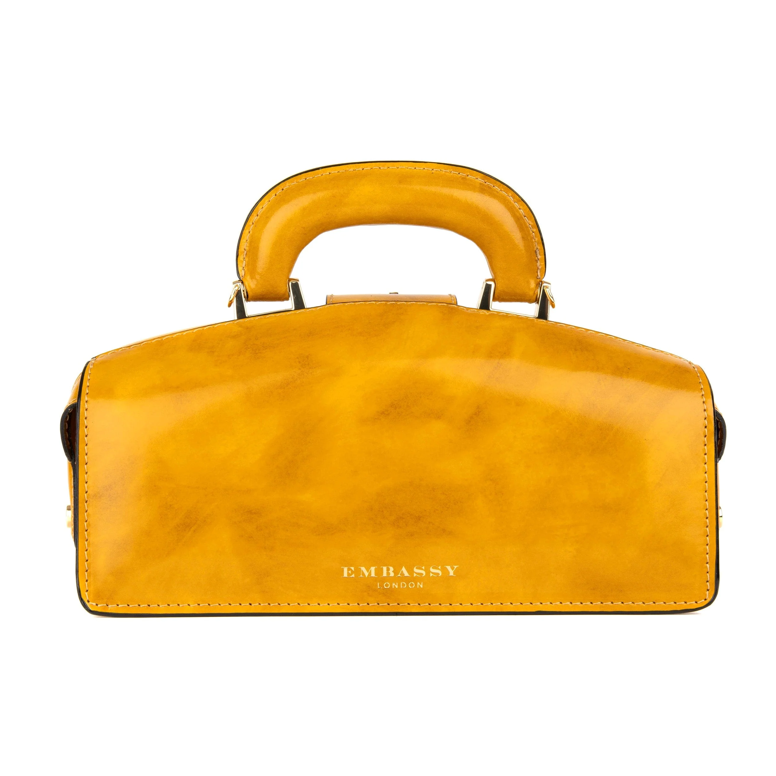 Gazelle - Mustard - Women's patent bowling bag with handle and strap - Image 3