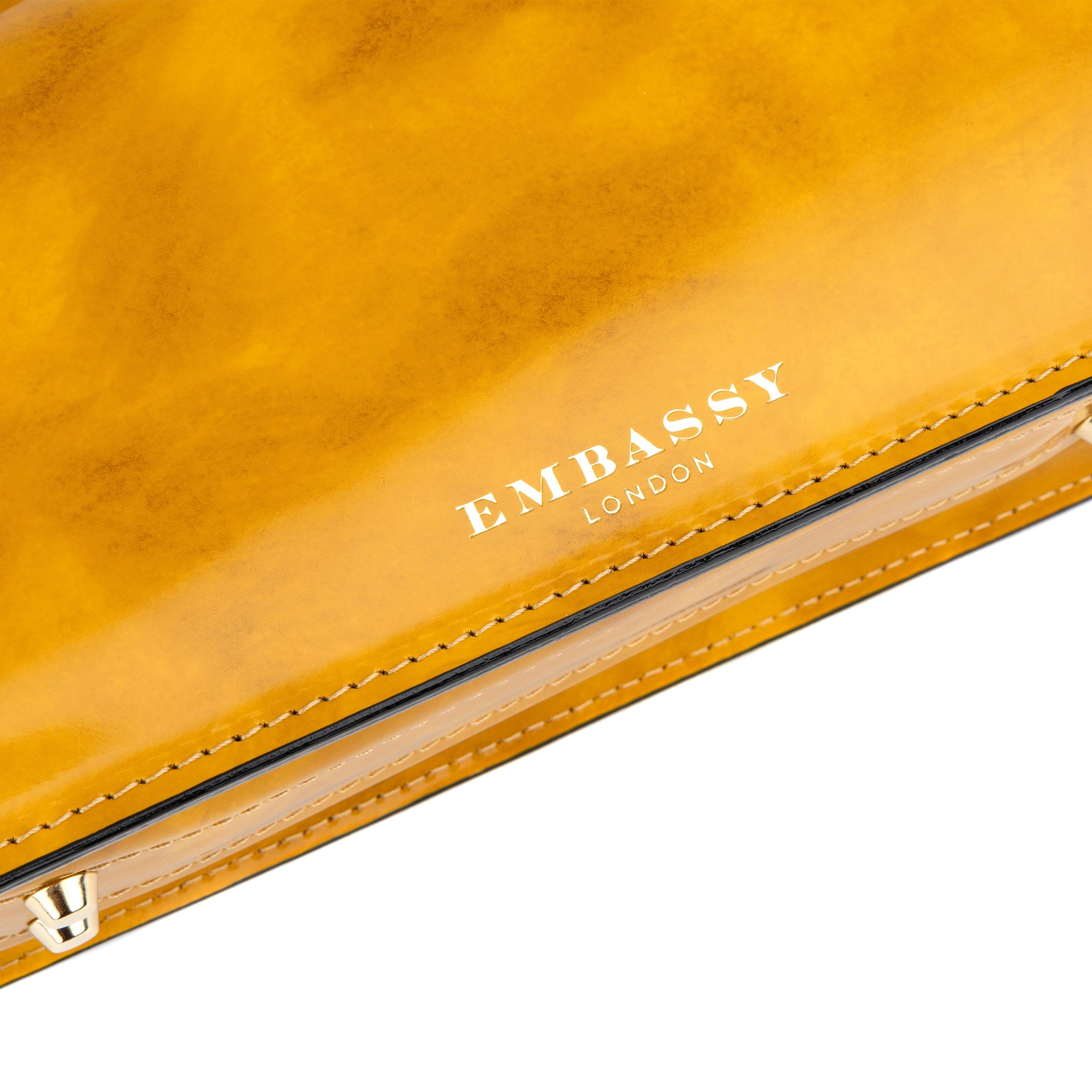 Gazelle - Mustard - Women's patent bowling bag with handle and strap - Image 6