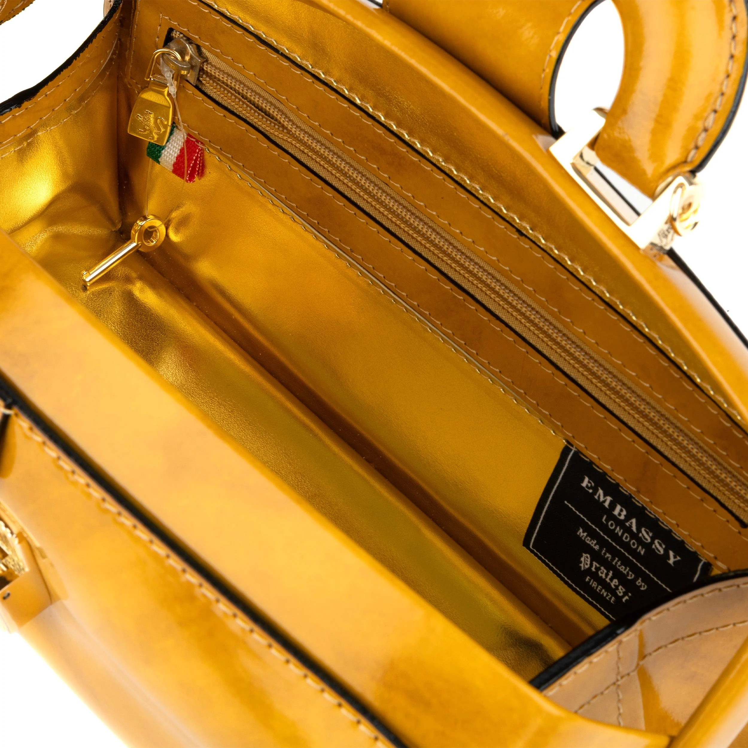 Gazelle - Mustard - Women's patent bowling bag with handle and strap - Image 7