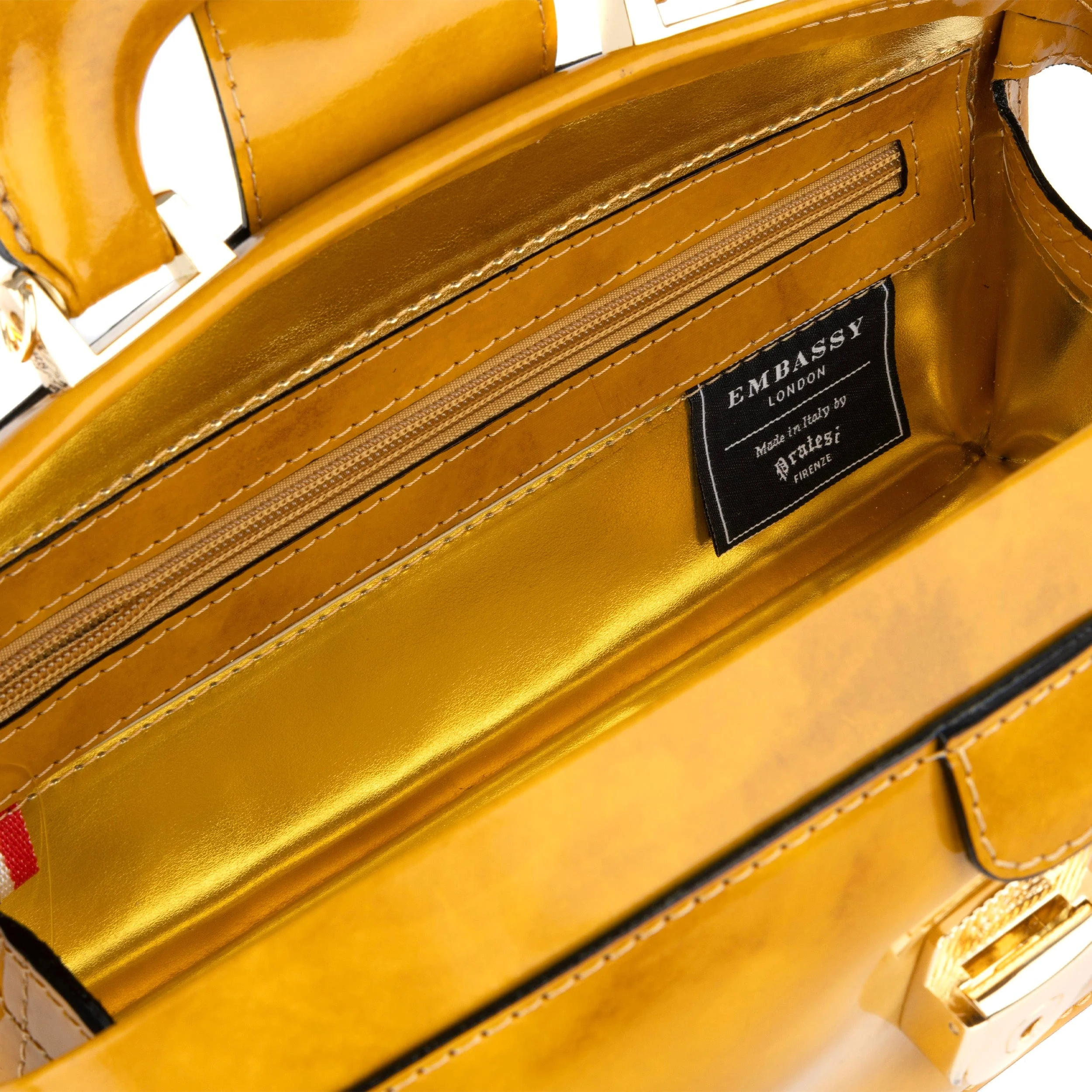 Gazelle - Mustard - Women's patent bowling bag with handle and strap - Image 8