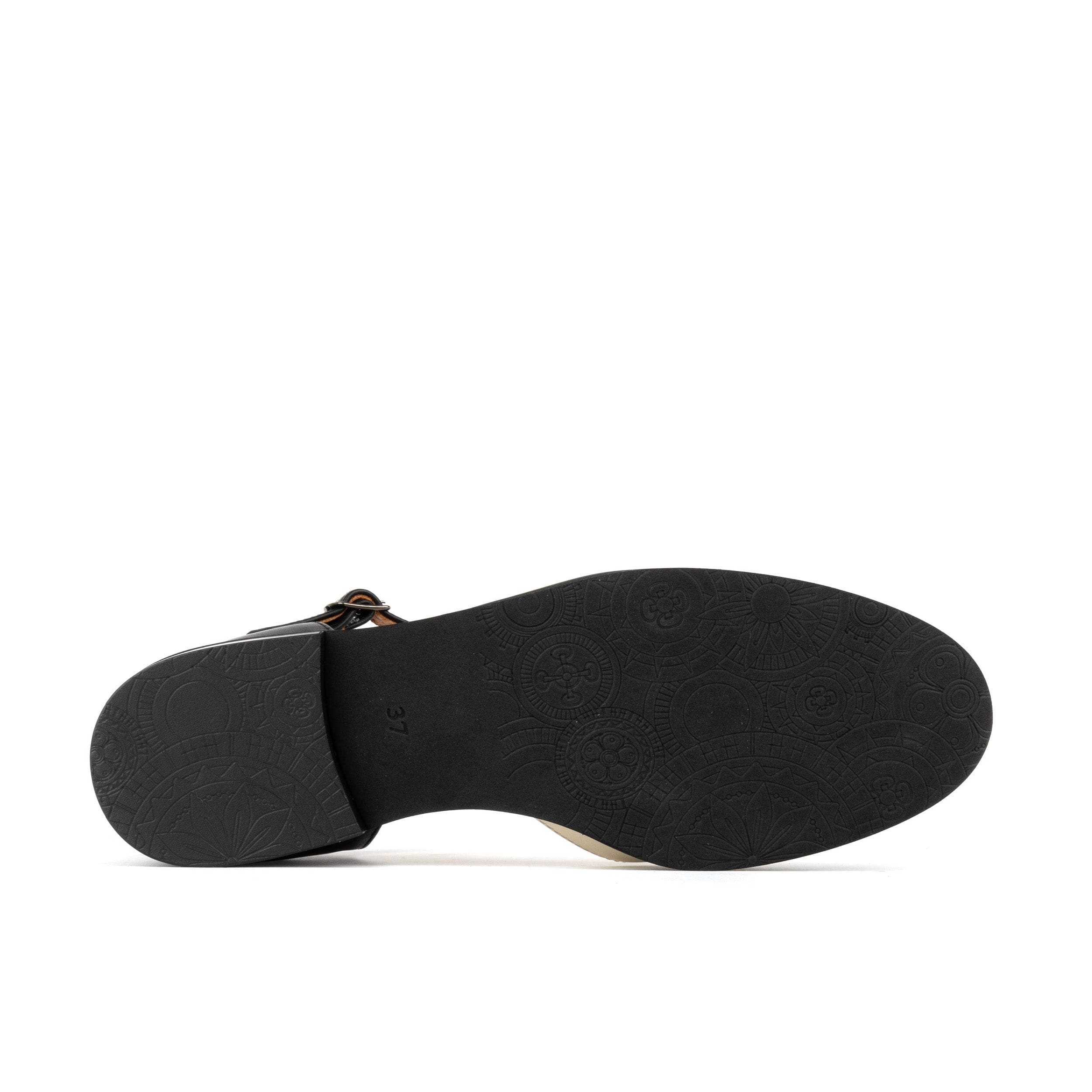 Gigot - Black & Cream - Women's closed heel round toe leather flat sandal - Image 6