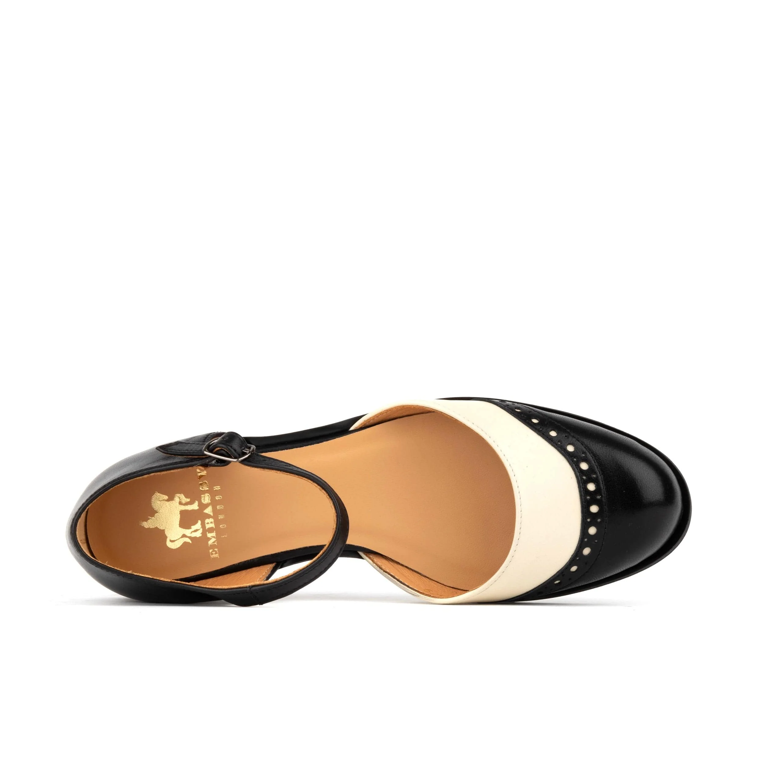 Gigot - Black & Cream - Women's closed heel round toe leather flat sandal - Image 7