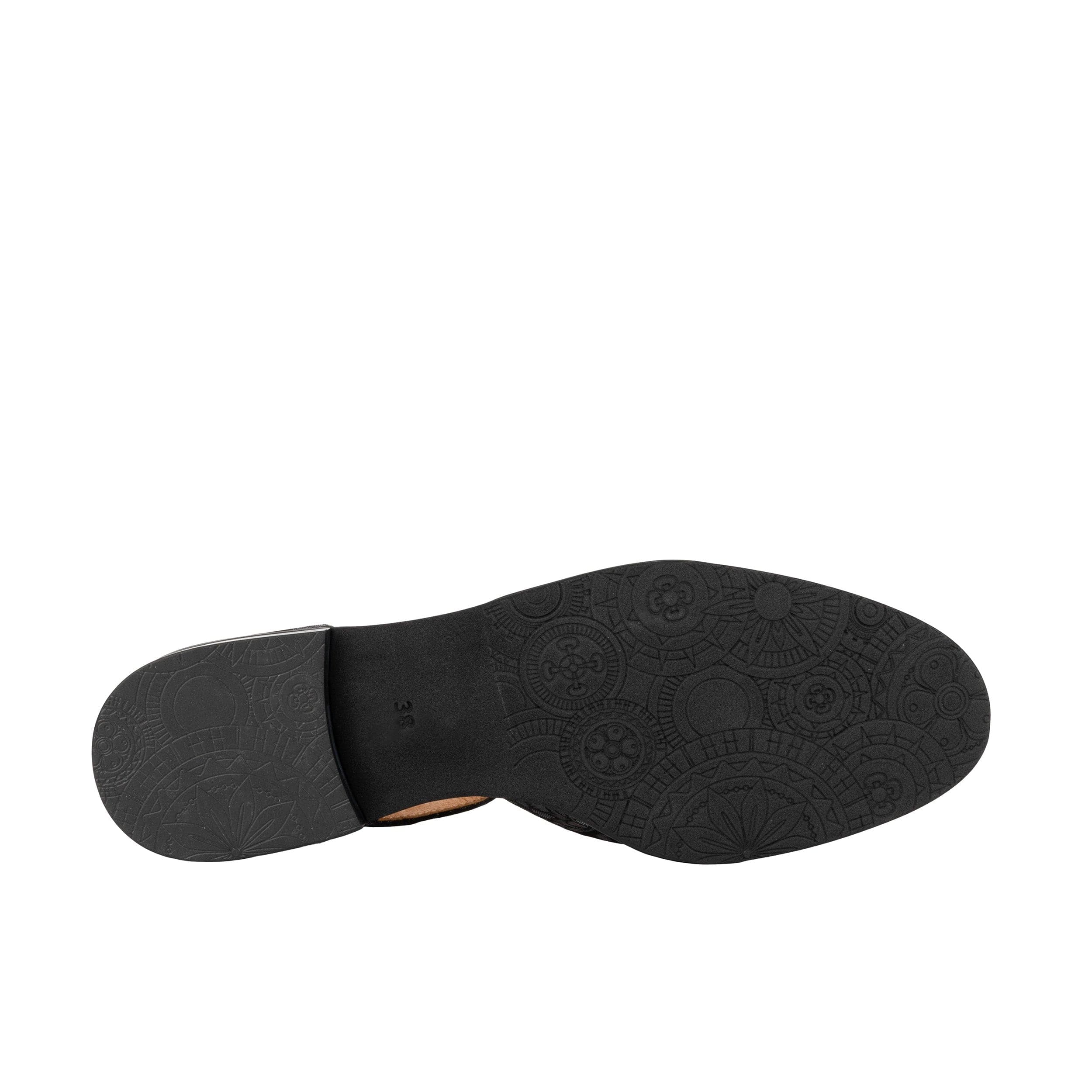 Gigot - Black Emboss - Women's Closed Heel Round-Toe Leather Flat Sandal - Image 5