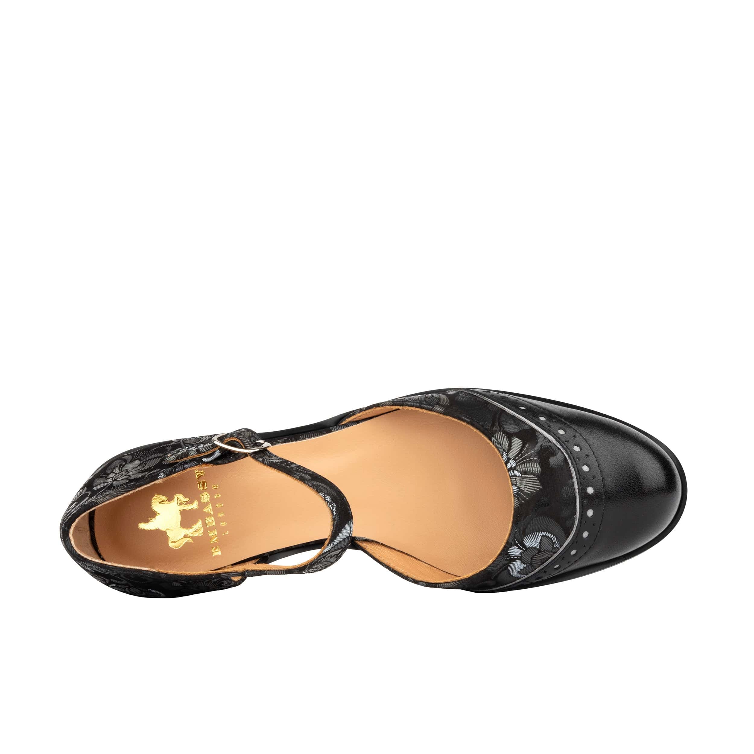 Gigot - Black Emboss - Women's Closed Heel Round-Toe Leather Flat Sandal - Image 6