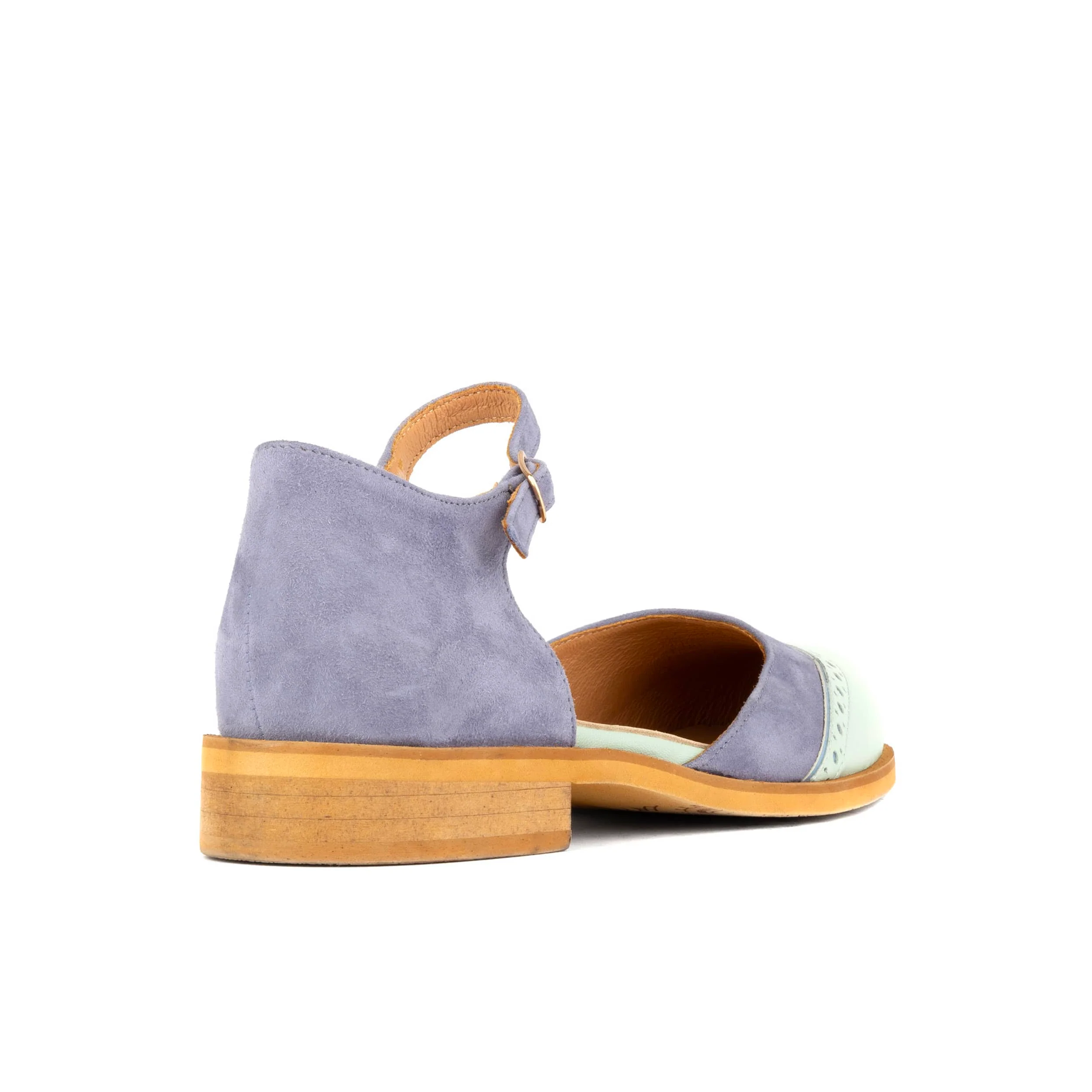 Gigot - Blue & Mint - Women's Closed Heel Round-Toe Leather Flat Sandal - Image 5