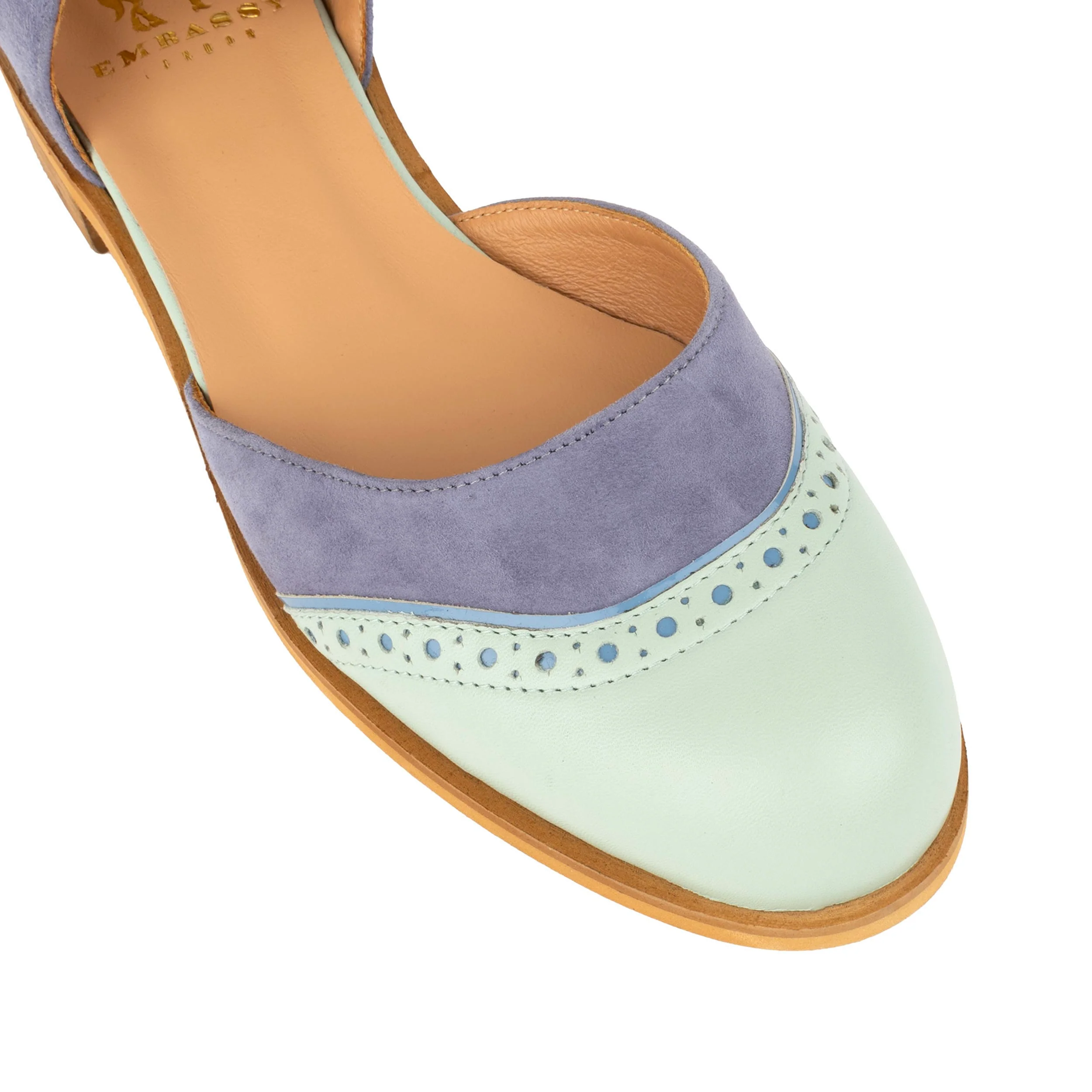 Gigot - Blue & Mint - Women's Closed Heel Round-Toe Leather Flat Sandal - Image 8
