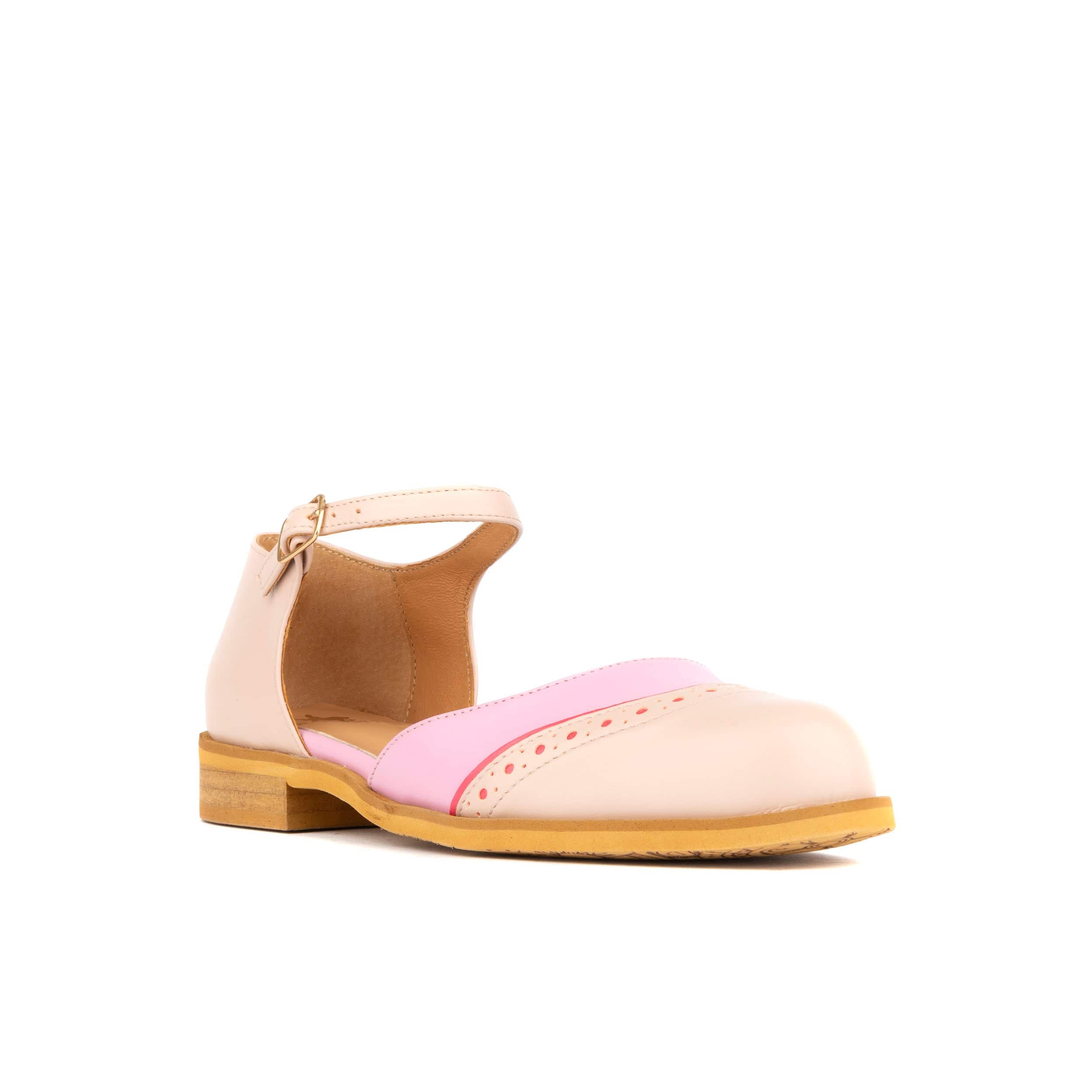 Gigot - Pink & Pastel - Women's closed heel round toe leather flat sandal - Image 3
