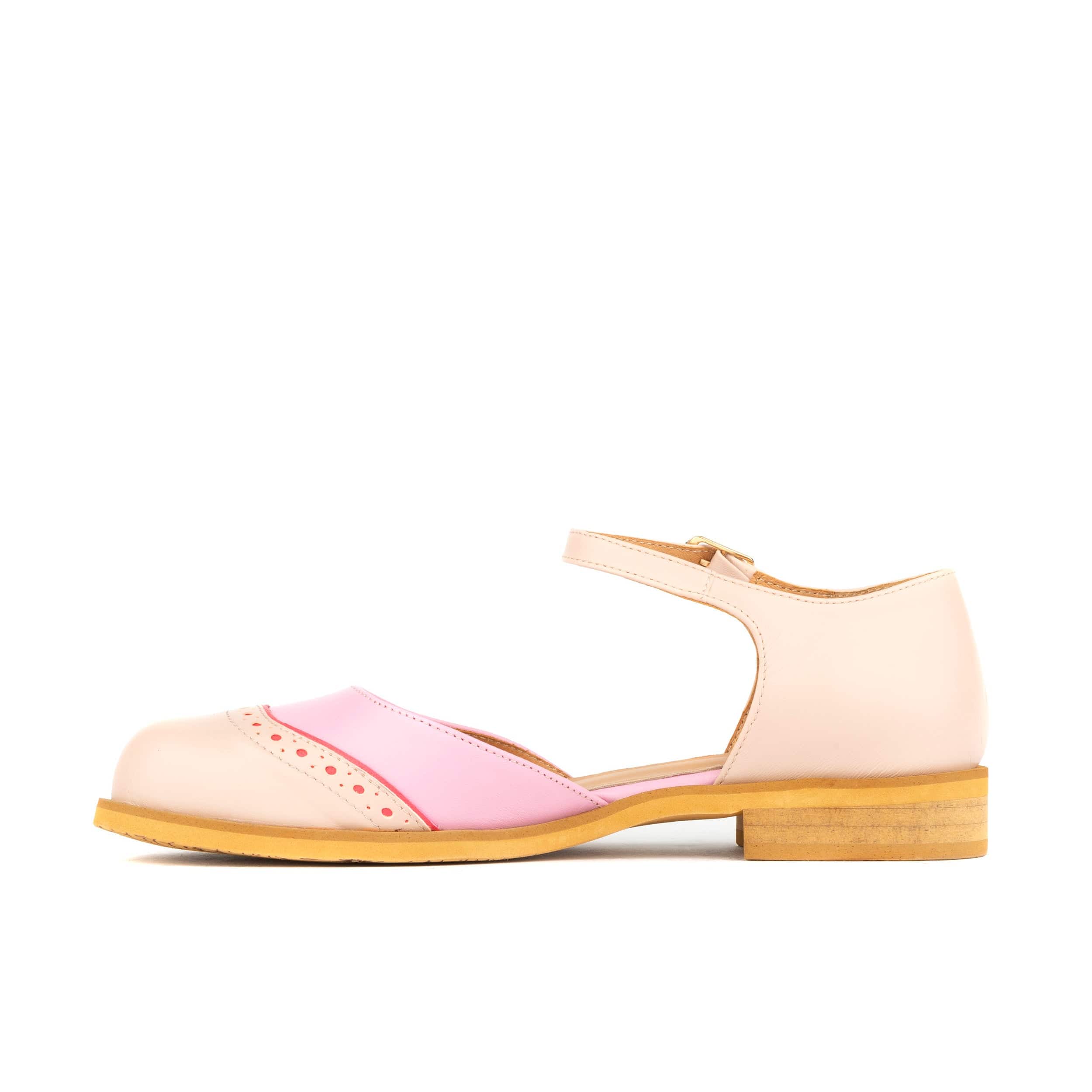Gigot - Pink & Pastel - Women's closed heel round toe leather flat sandal - Image 4