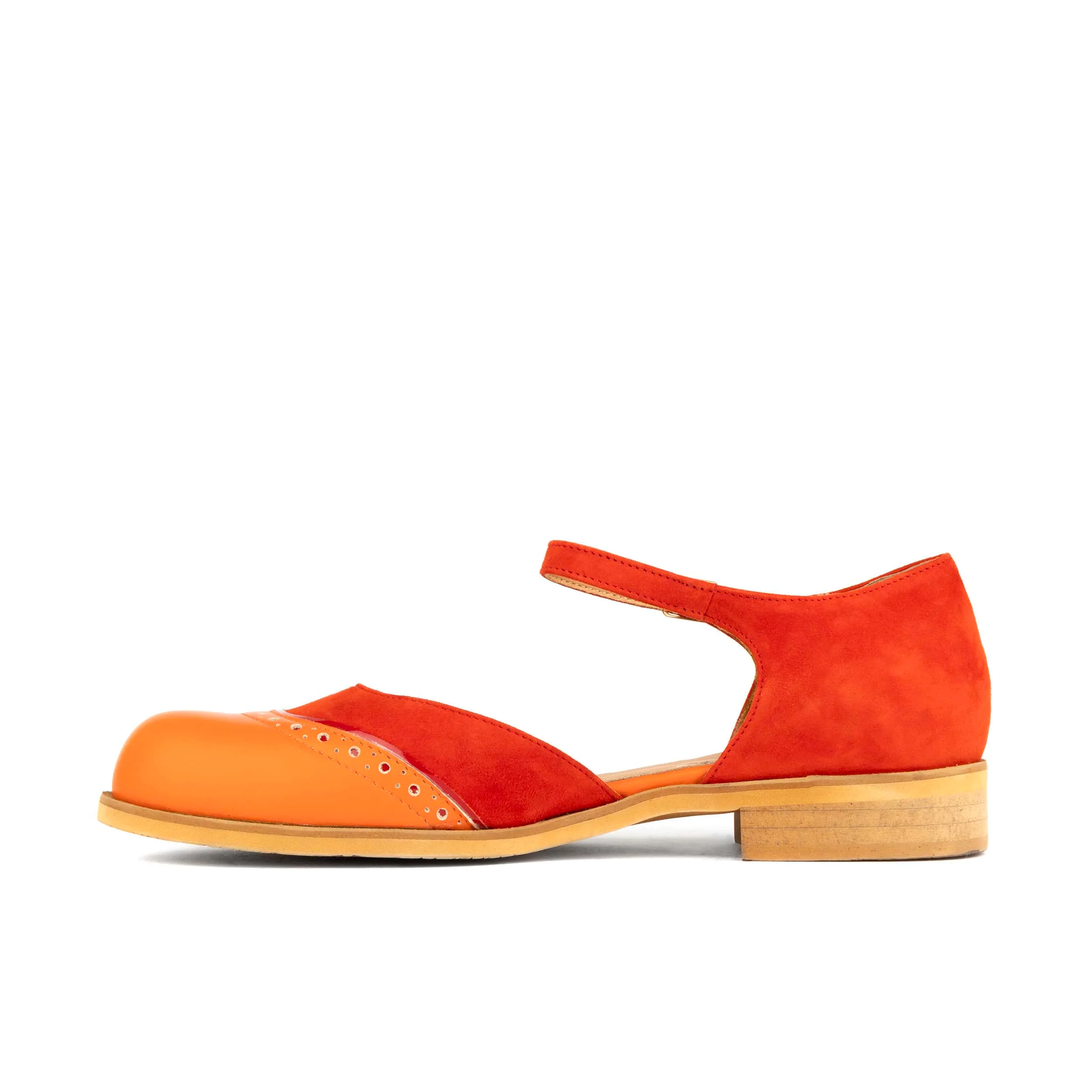 Gigot - Red Multi - Women's closed heel round toe leather flat sandal - Image 3