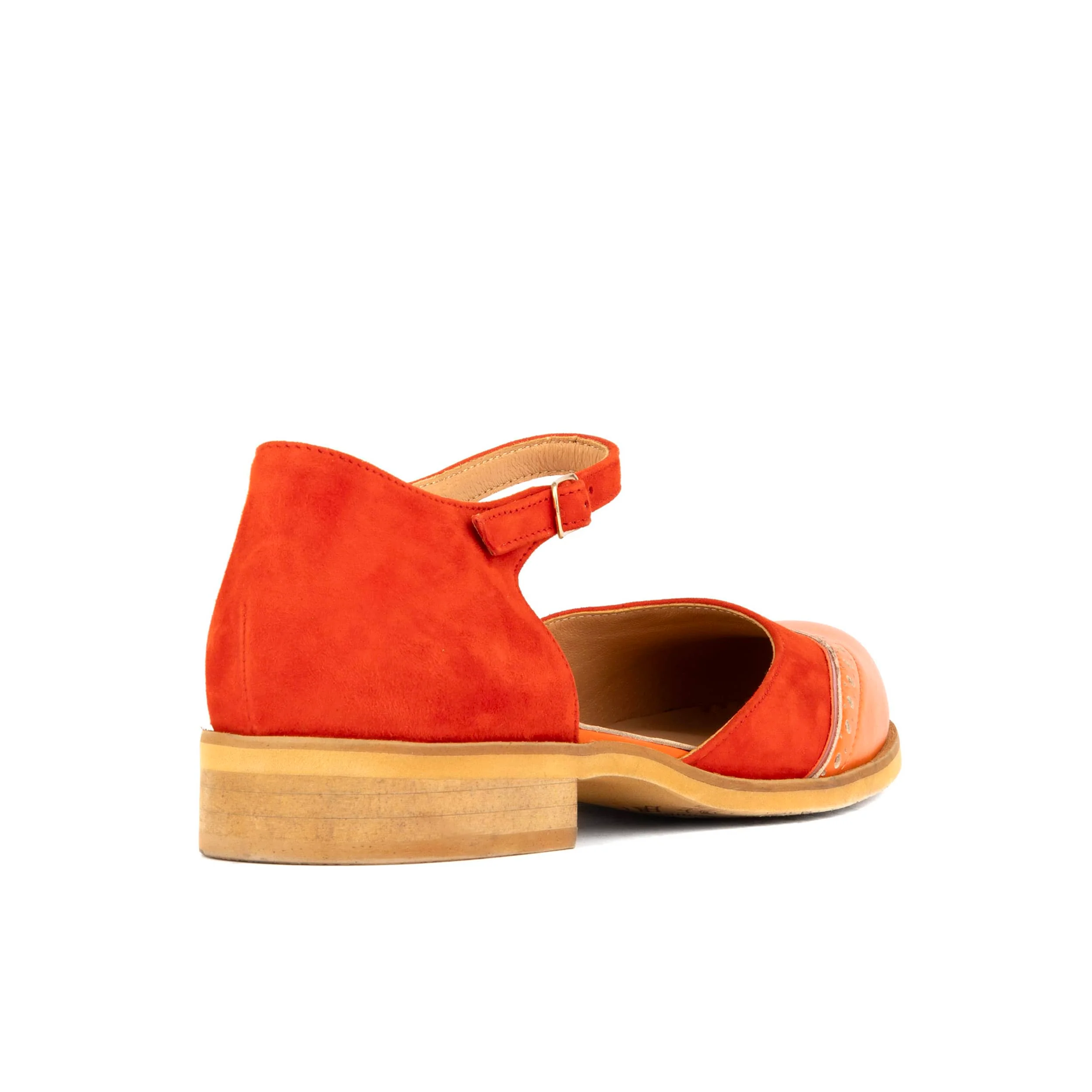 Gigot - Red Multi - Women's closed heel round toe leather flat sandal - Image 4