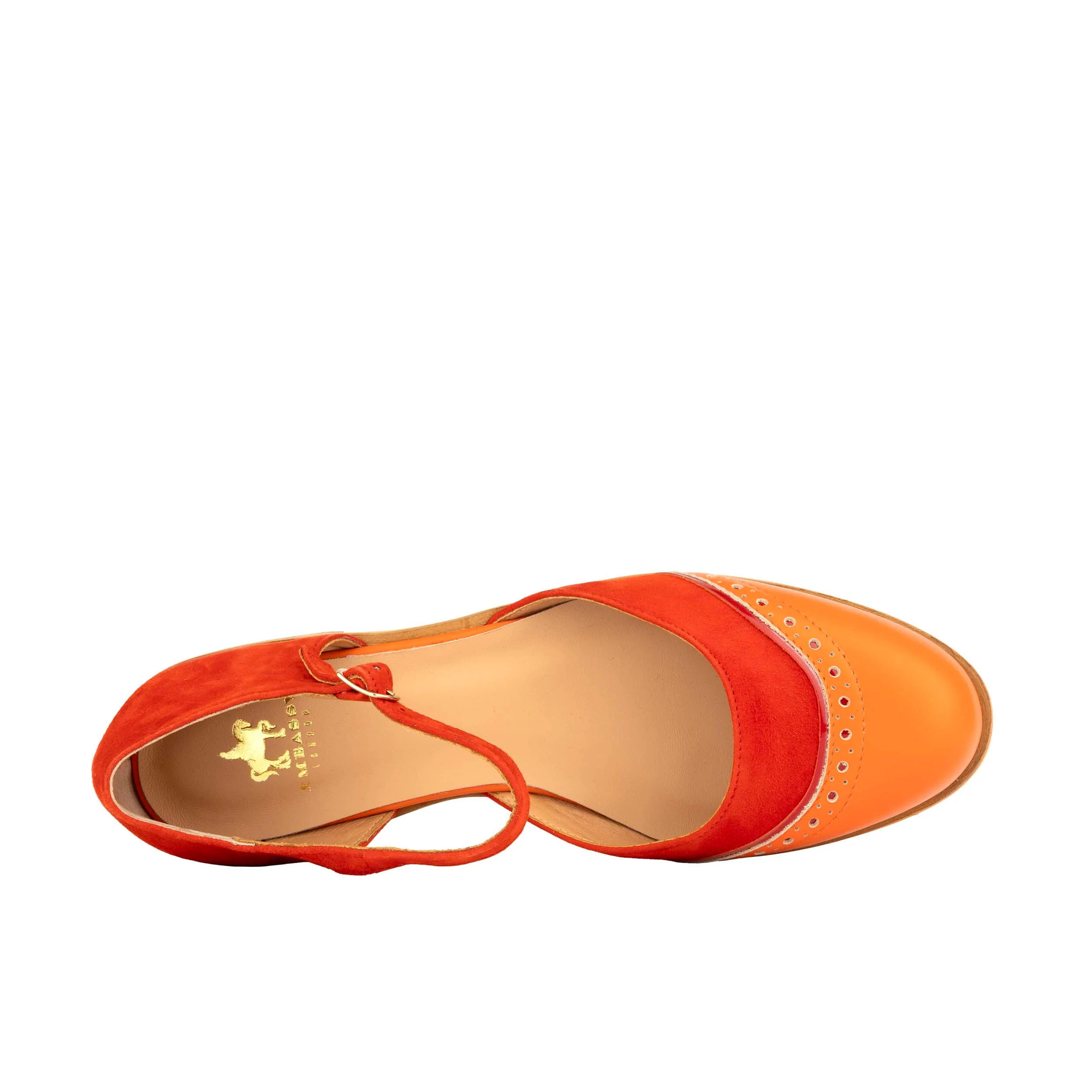 Gigot - Red Multi - Women's closed heel round toe leather flat sandal - Image 6