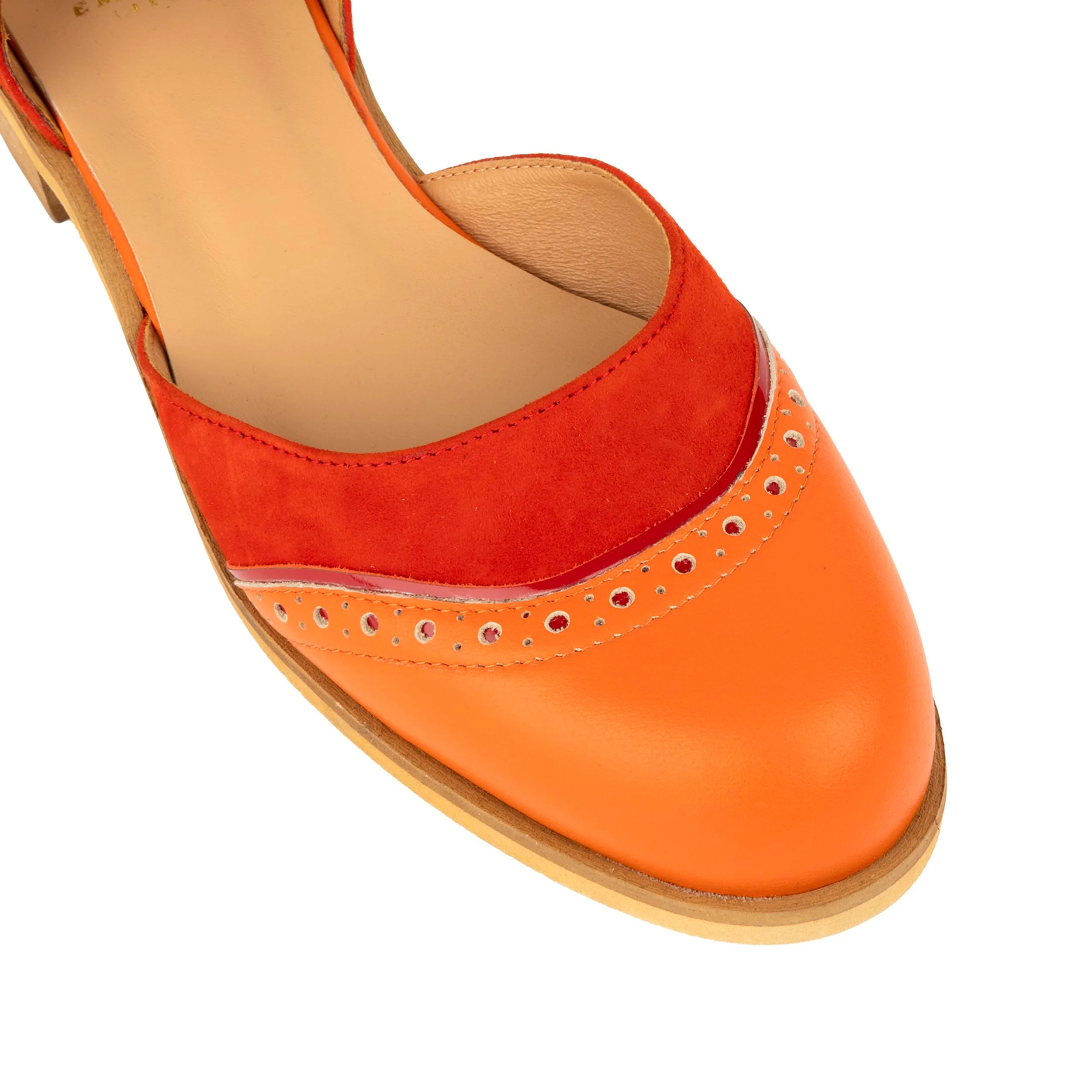 Gigot - Red Multi - Women's closed heel round toe leather flat sandal - Image 7