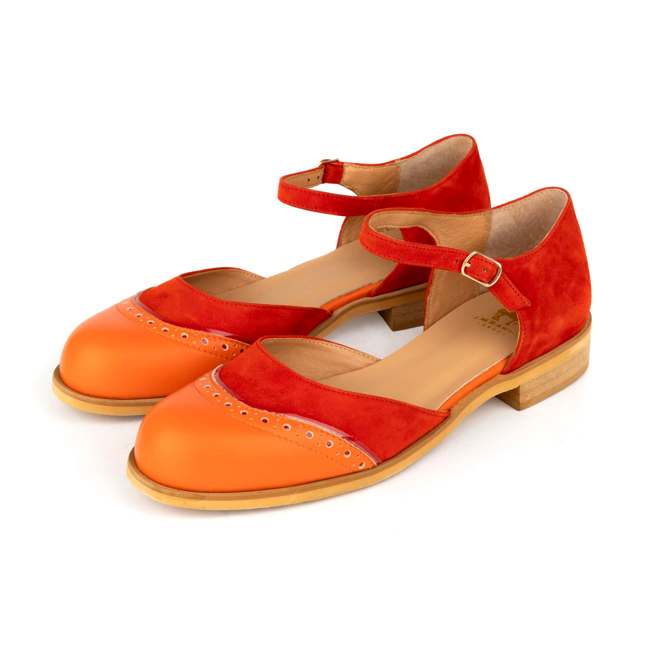 Gigot - Red Multi - Women's closed heel round toe leather flat sandal - Image 9
