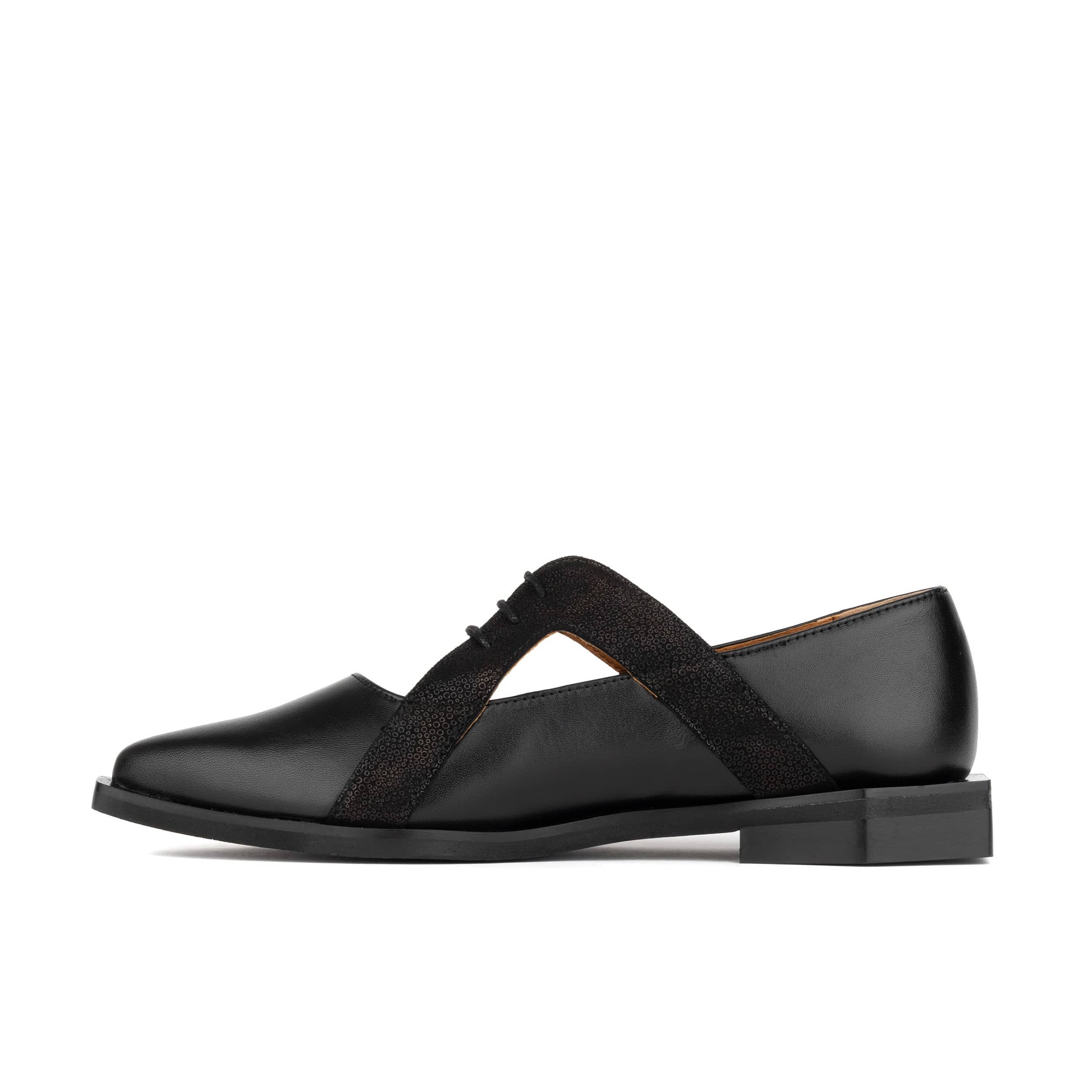 Harlowe - Black - Women's cutout leather lace up shoe - Image 3
