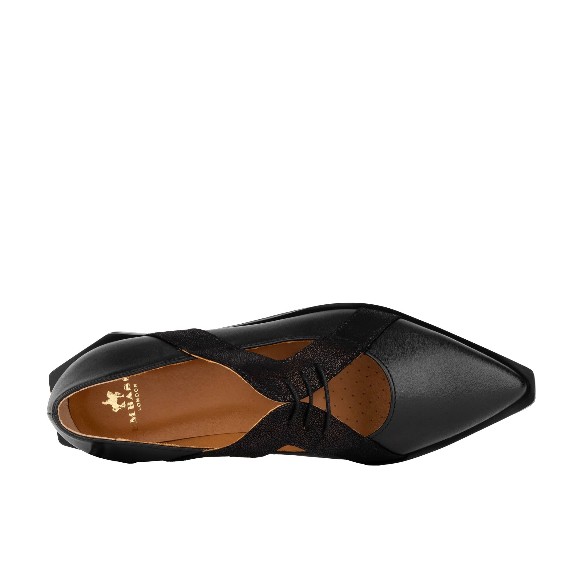 Harlowe - Black - Women's cutout leather lace up shoe - Image 6