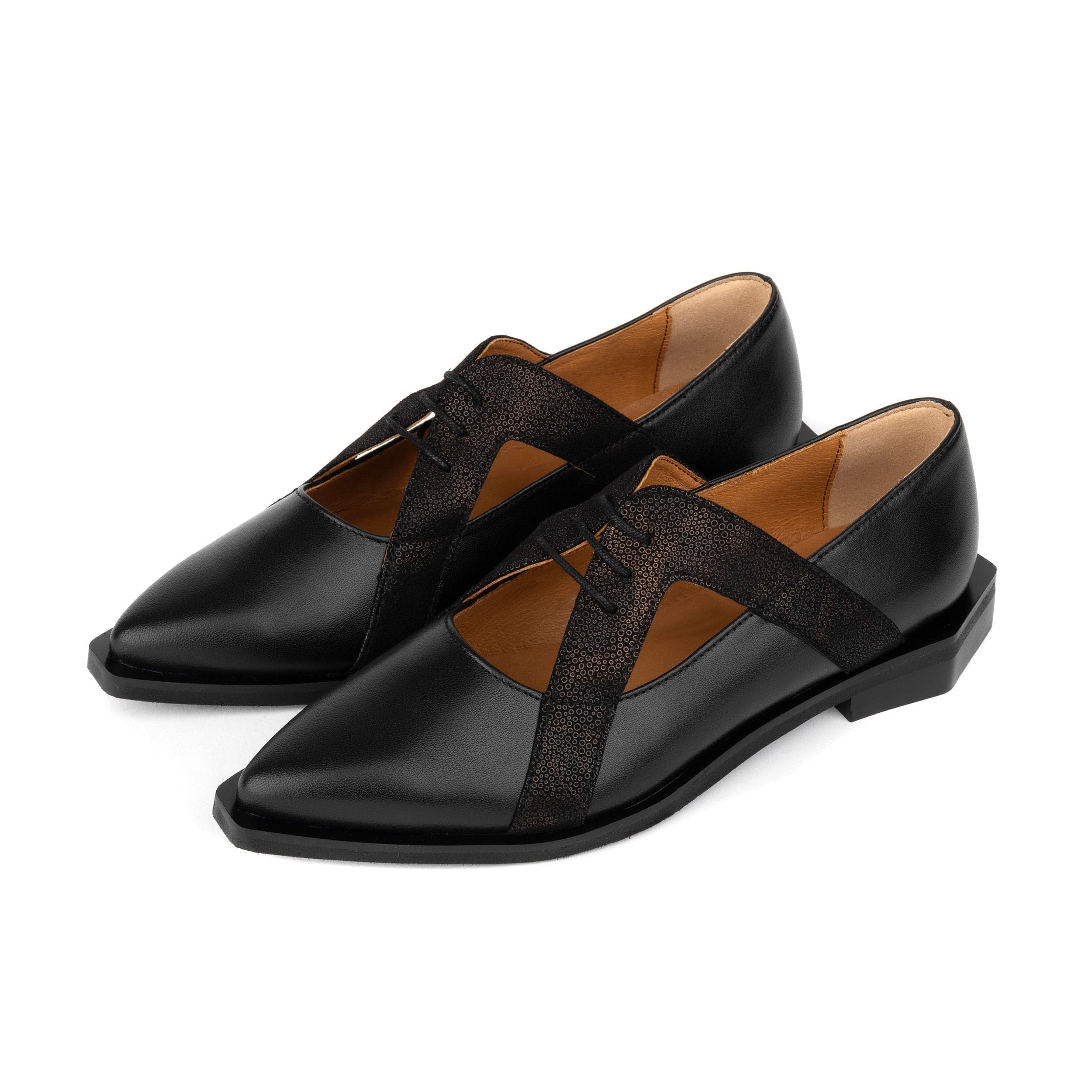 Harlowe - Black - Women's cutout leather lace up shoe - Image 9