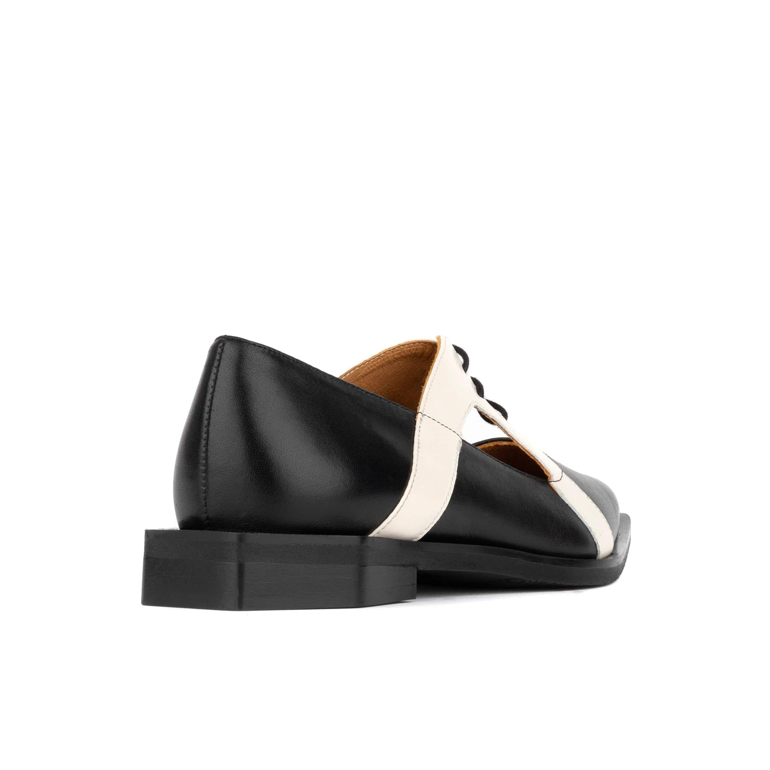 Harlowe - Black & Cream - Women's cutout leather lace up shoe - Image 5