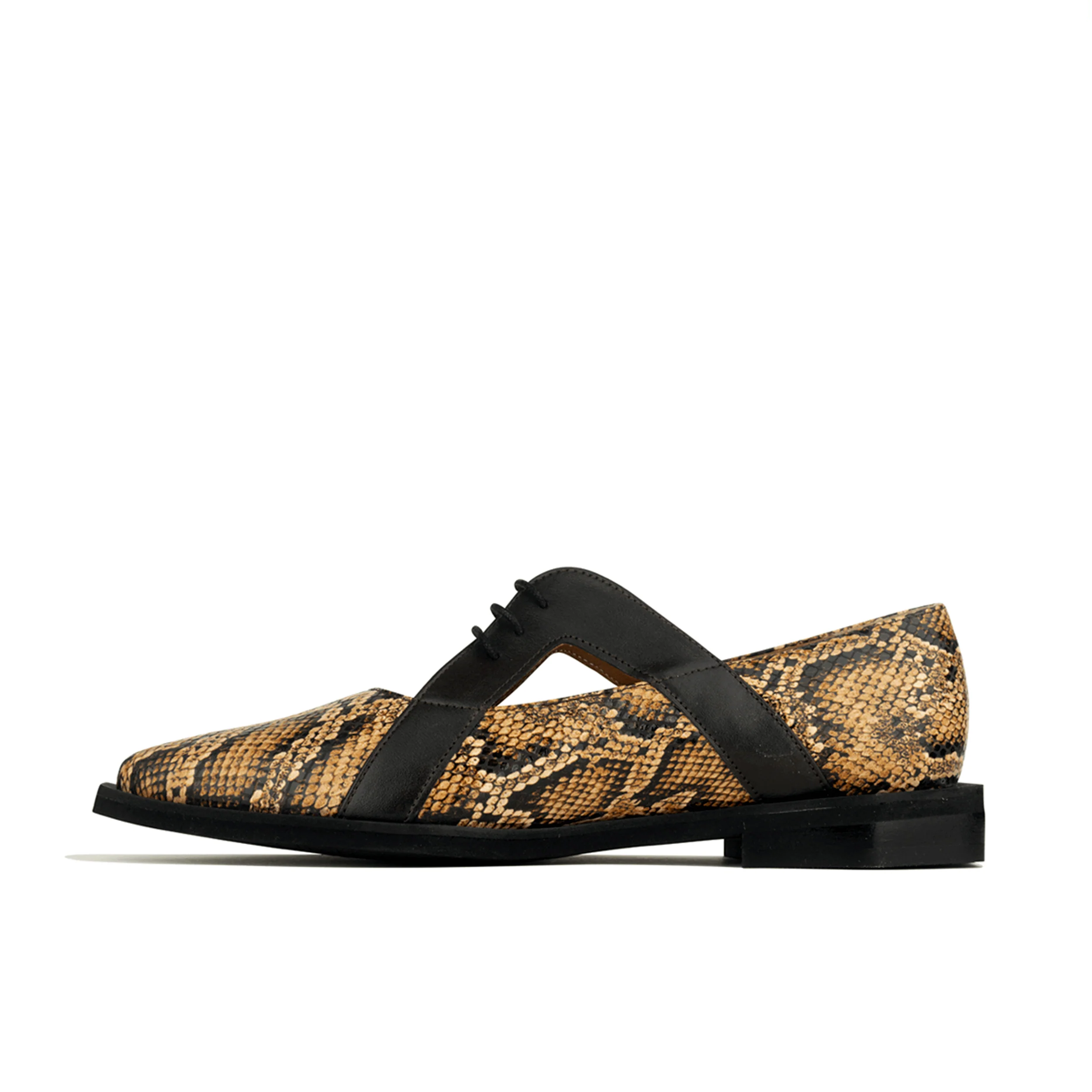 Harlowe - Brown Snake - Women's cutout leather lace up shoe - Image 4