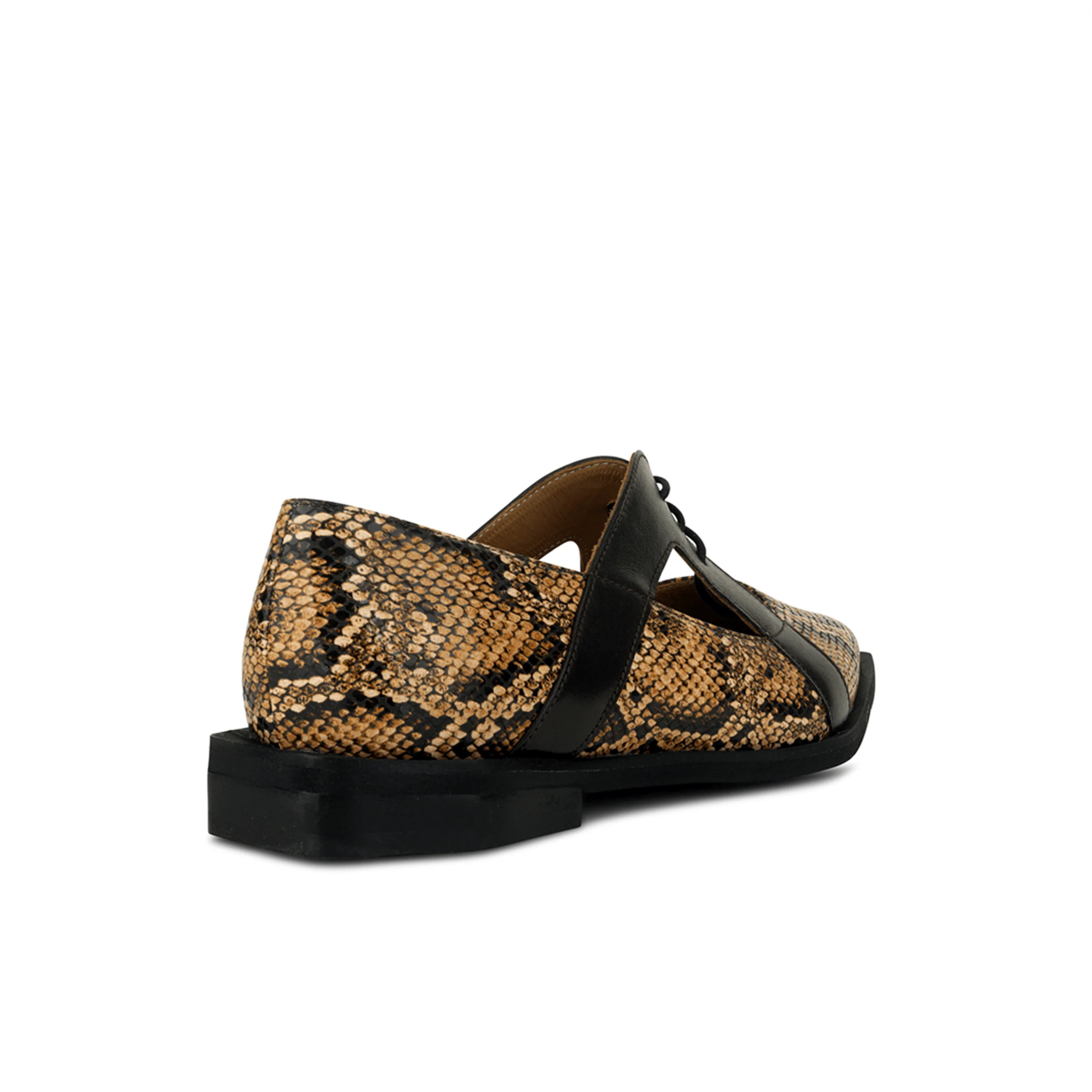 Harlowe - Brown Snake - Women's cutout leather lace up shoe - Image 5