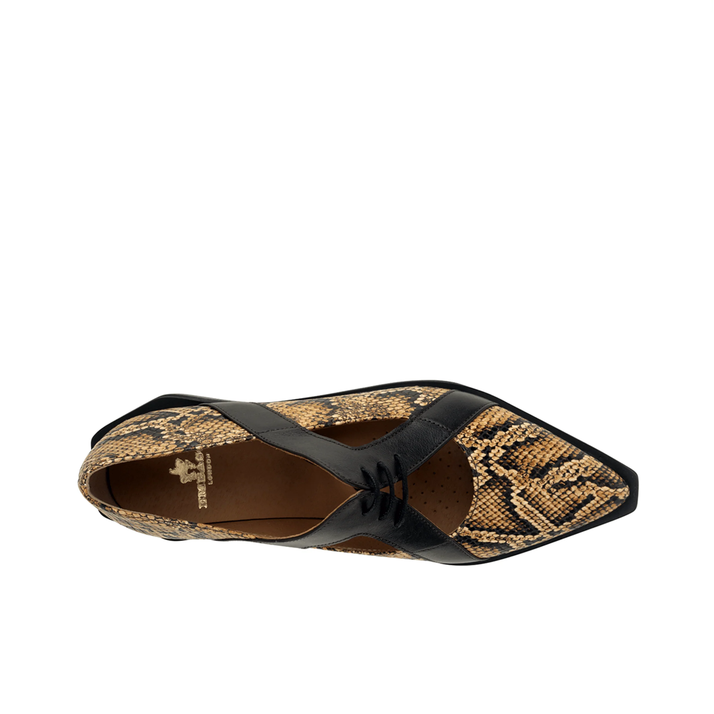Harlowe - Brown Snake - Women's cutout leather lace up shoe - Image 6