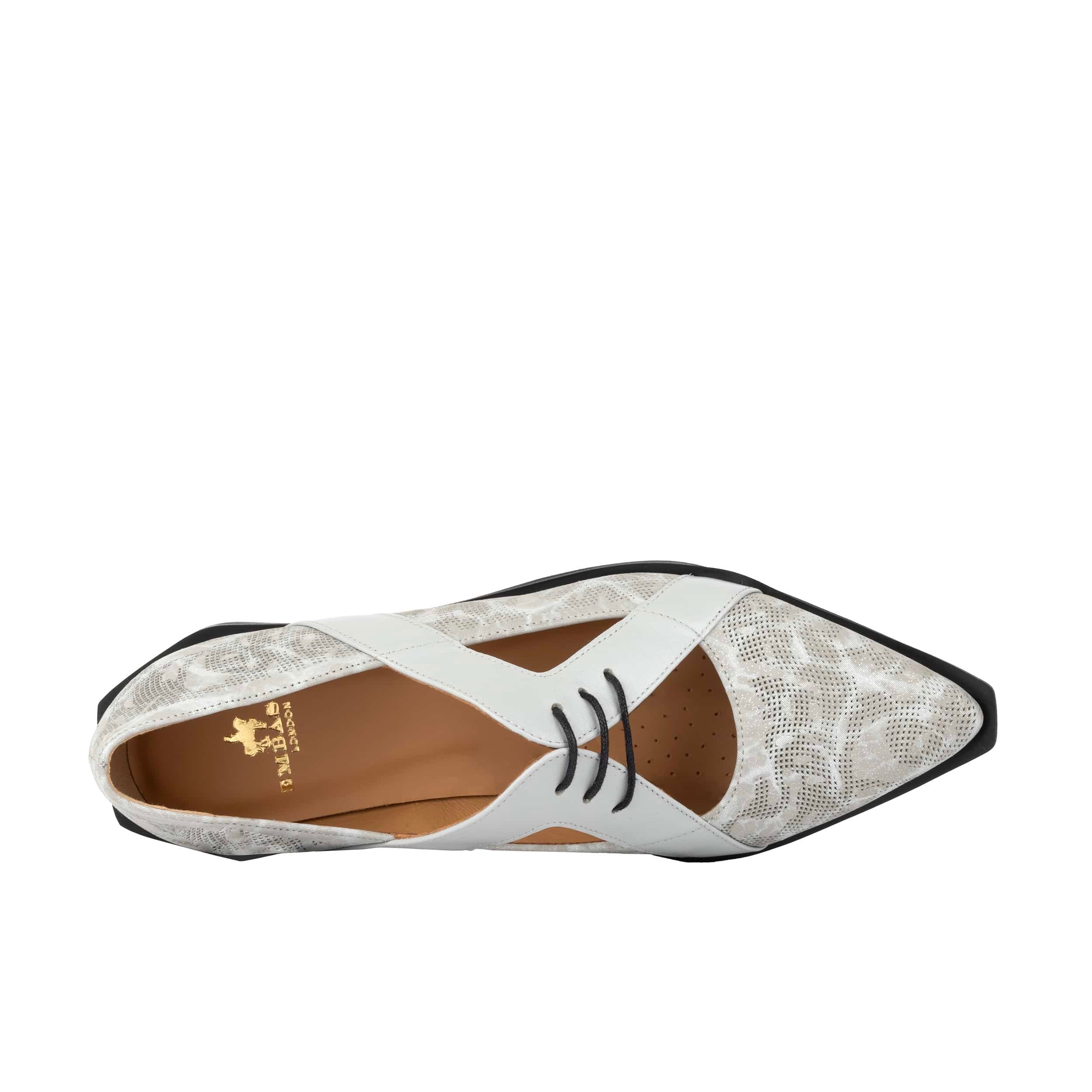 Harlowe - Grey - Women's cutout leather lace up shoe - Image 6