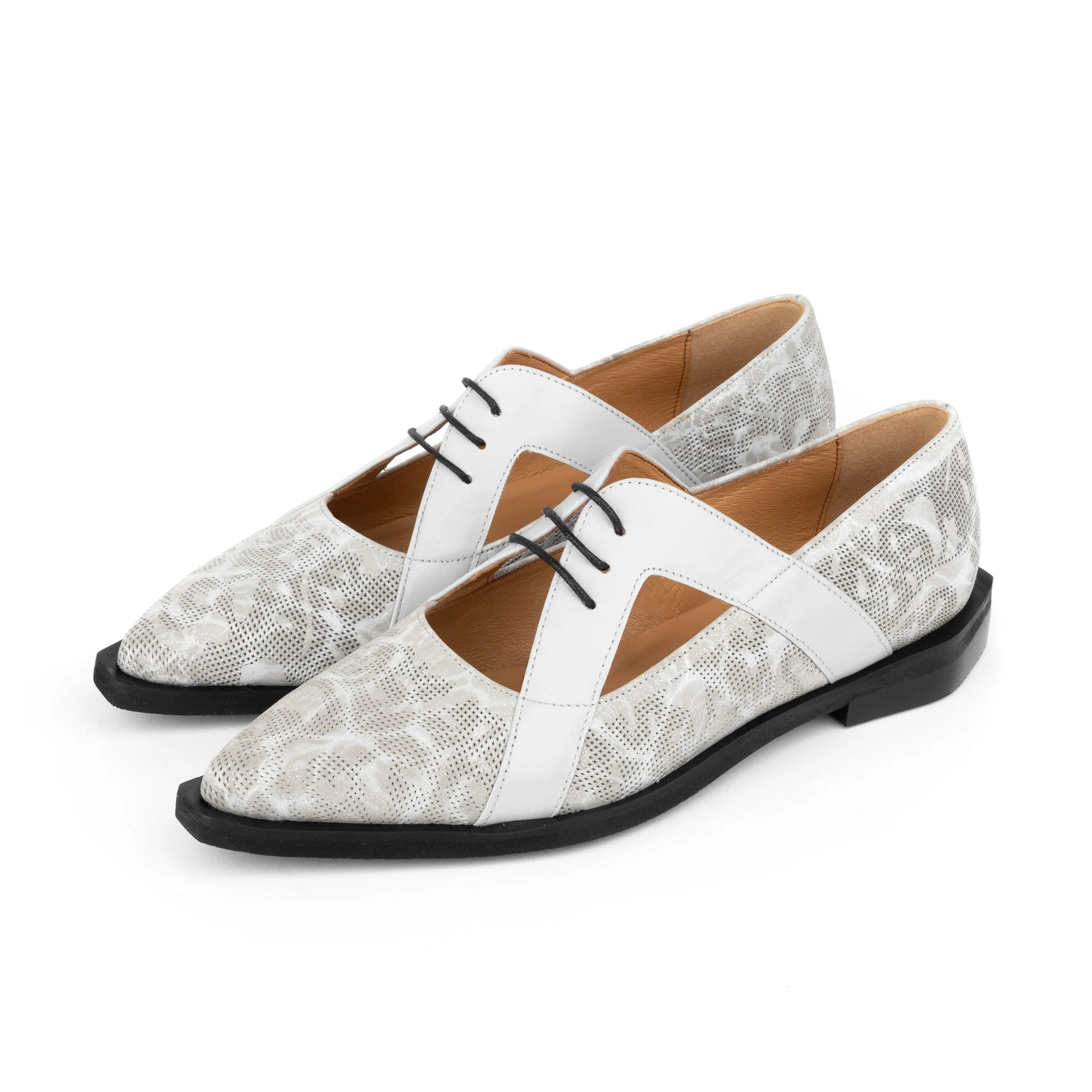 Harlowe - Grey - Women's cutout leather lace up shoe - Image 7