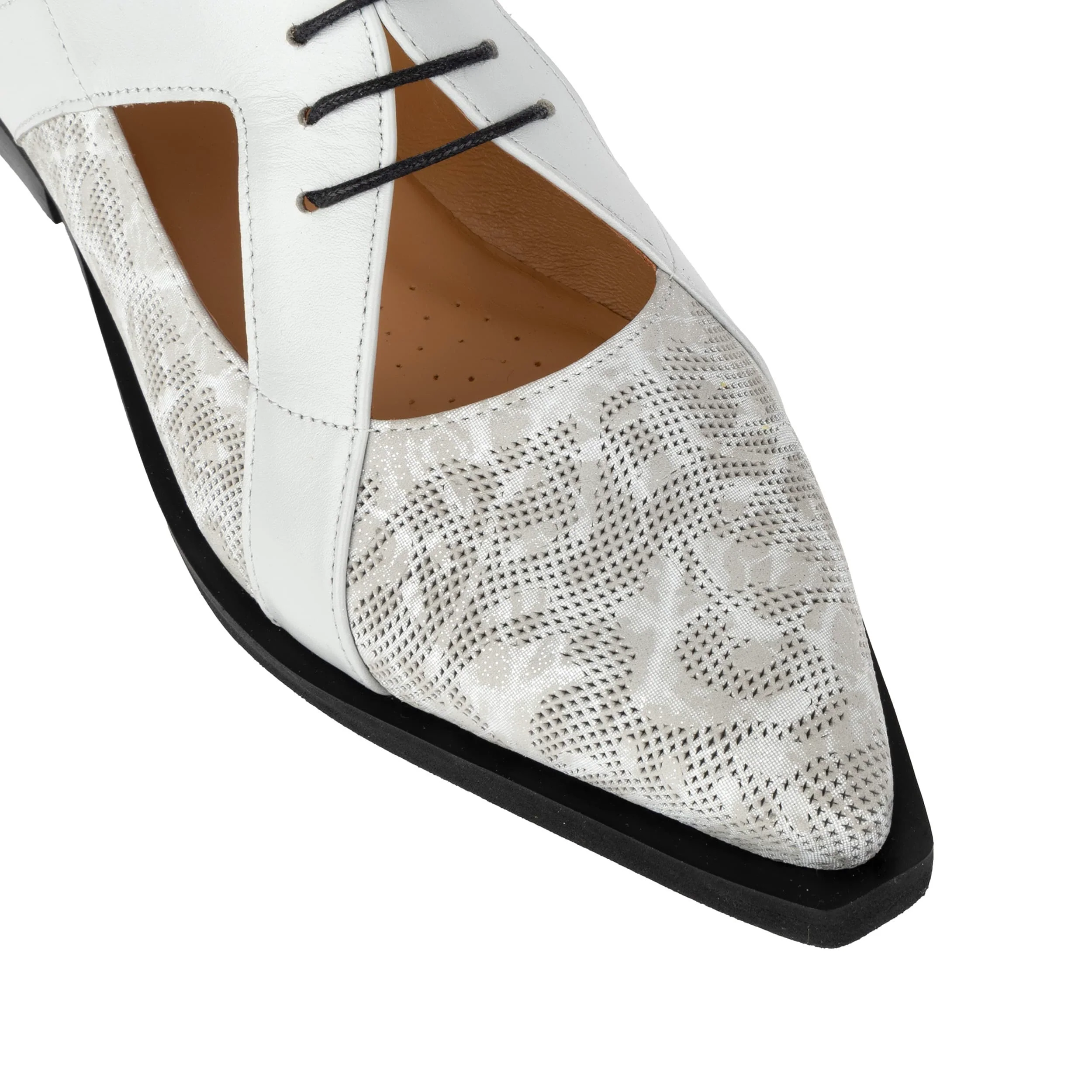 Harlowe - Grey - Women's cutout leather lace up shoe - Image 9