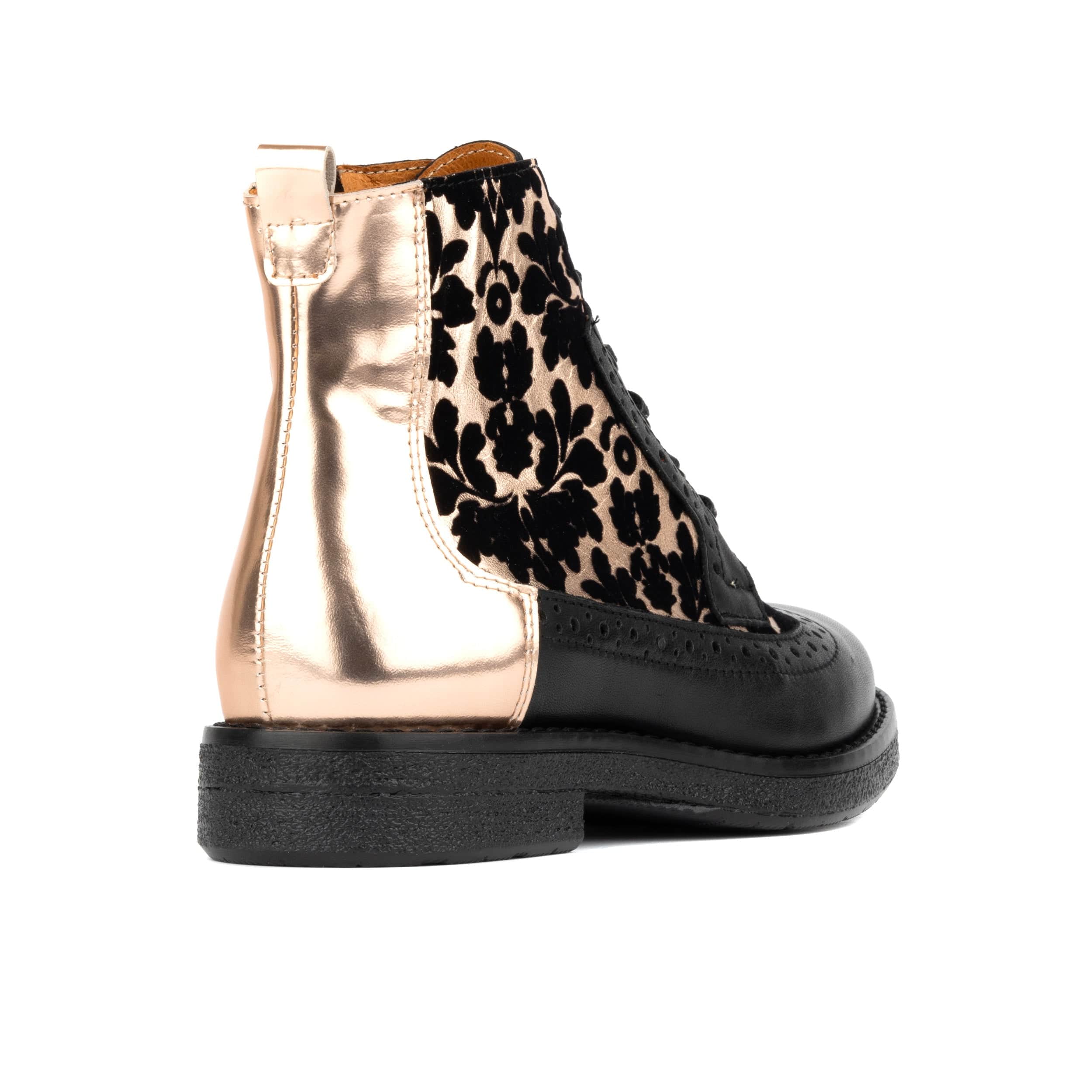 Hatter - Black Rose Gold - Women's Italian leather higher ankle boot with rubber sole - Image 4