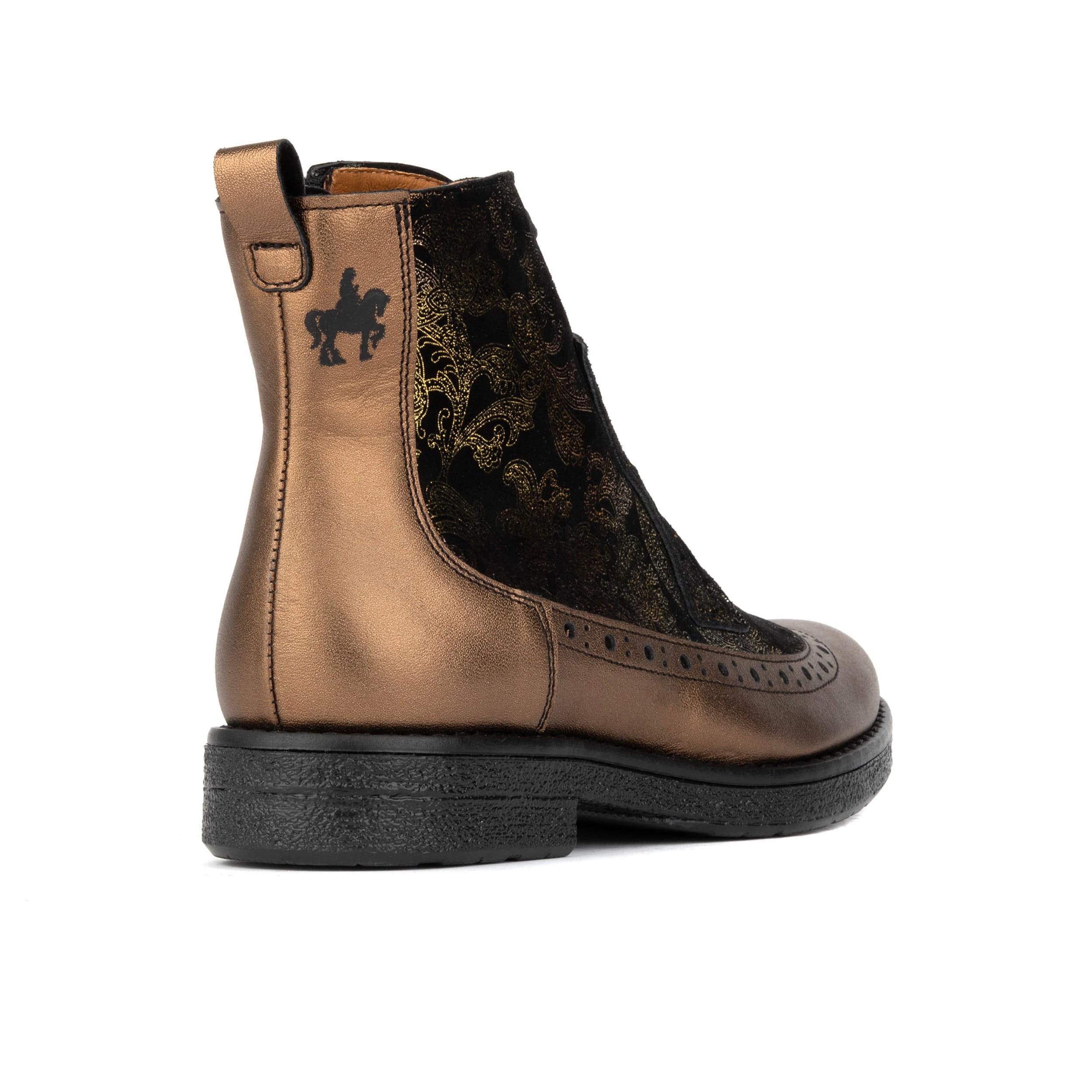 Hatter - Bronze & Floral - Women's Leather Ankle Lace-up Boot with bronze floral details - Image 5