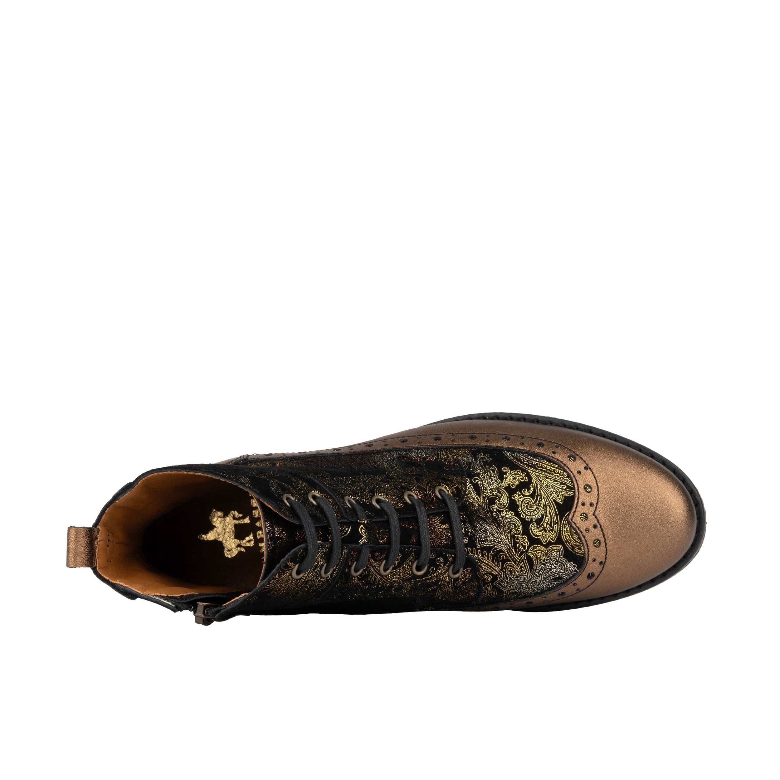 Hatter - Bronze & Floral - Women's Leather Ankle Lace-up Boot with bronze floral details - Image 7