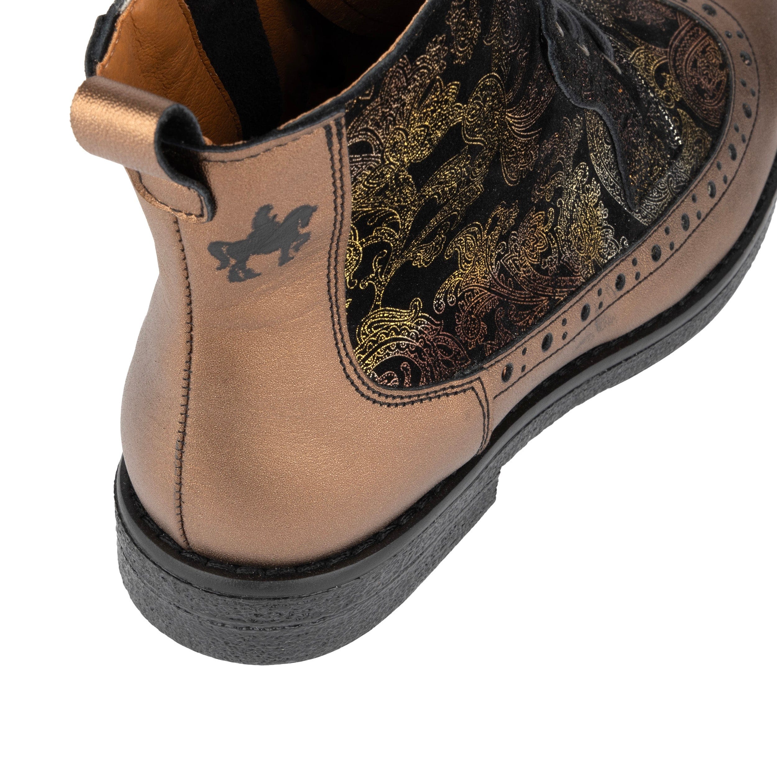 Hatter - Bronze & Floral - Women's Leather Ankle Lace-up Boot with bronze floral details - Image 9