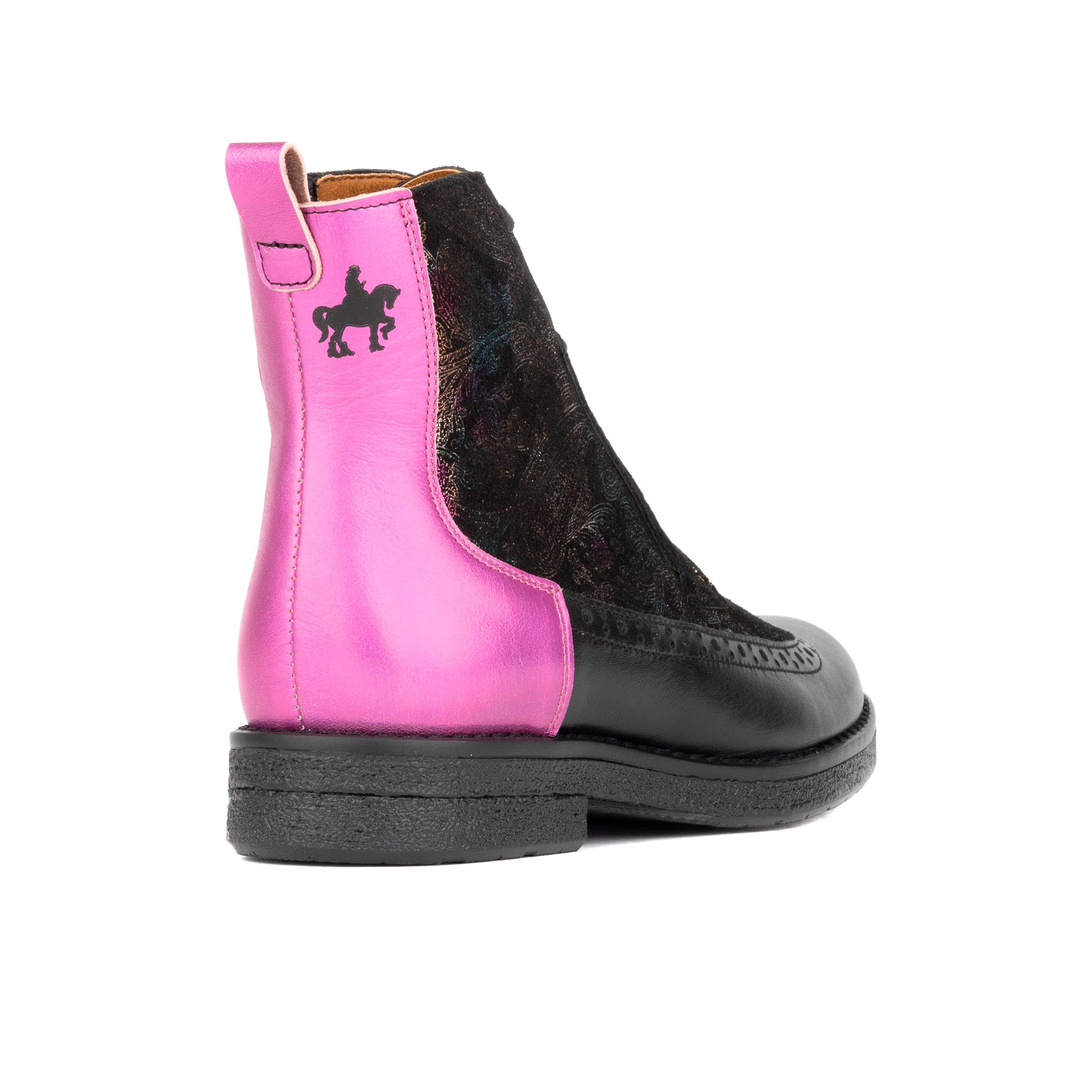 Hatter - Dark Winter Foil & Pink - Women's Leather Ankle Lace-up Boot - Image 4