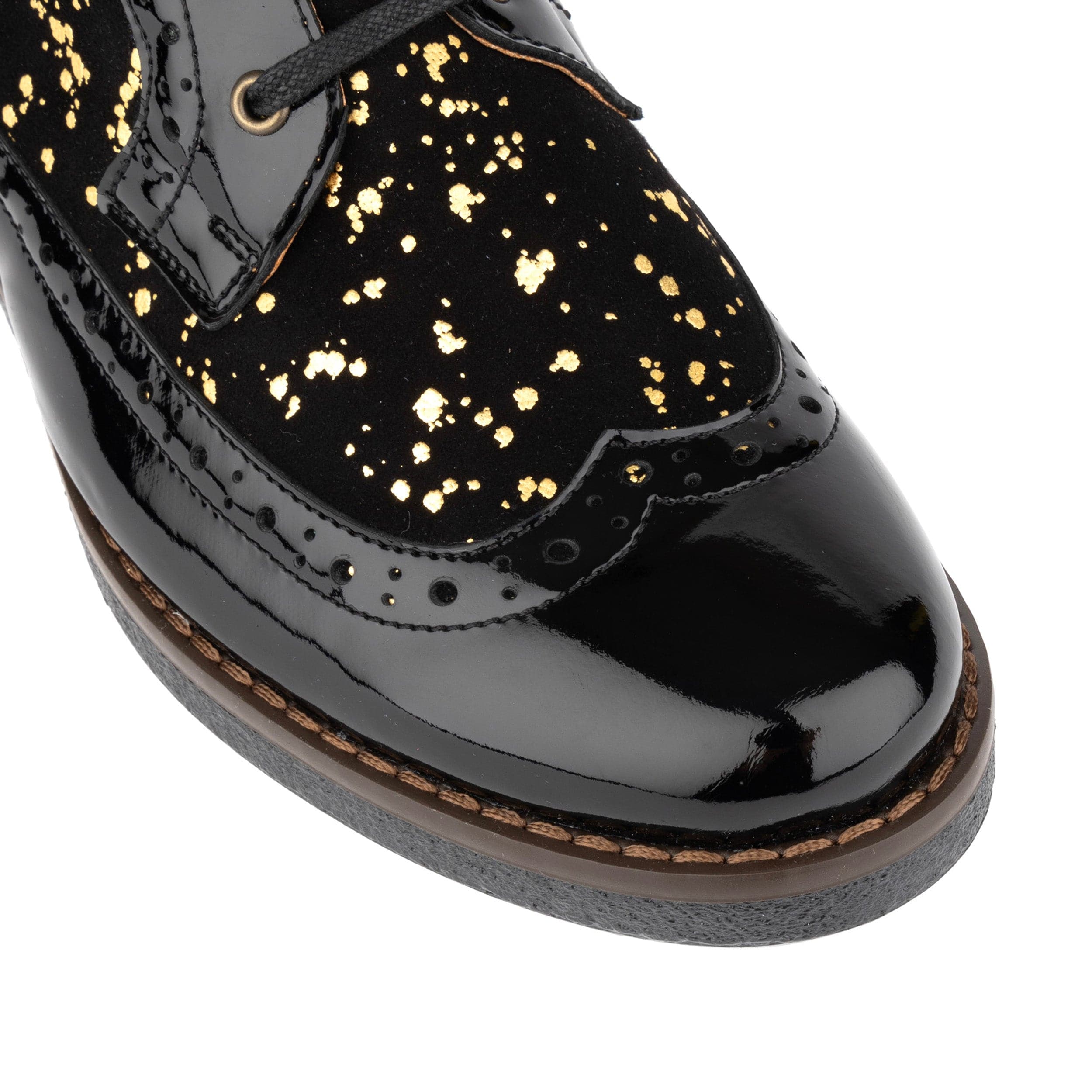 Hatter - Black Bright Gold Drops - Women's Leather Ankle Lace-up Boot - Image 7