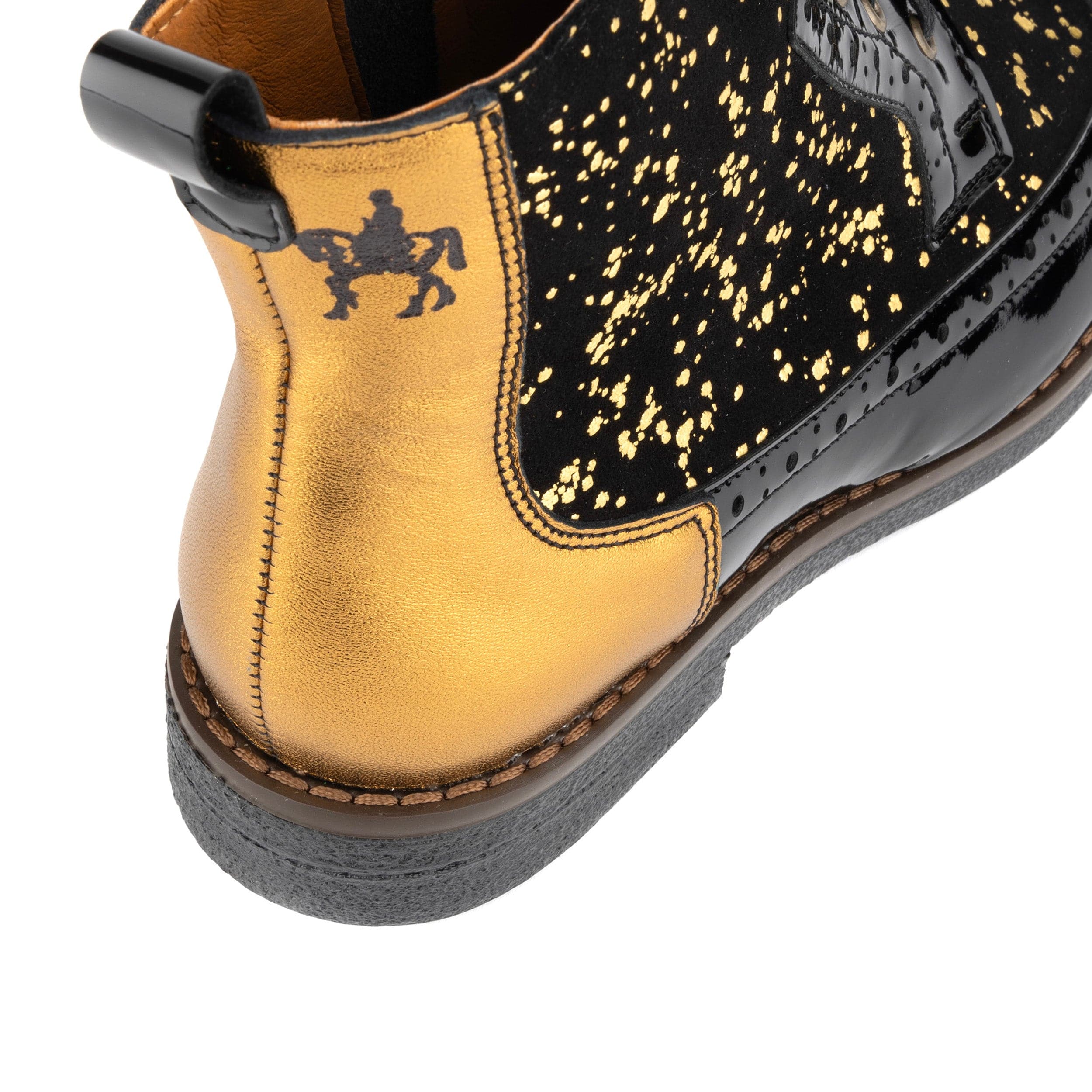 Hatter - Black Bright Gold Drops - Women's Leather Ankle Lace-up Boot - Image 8