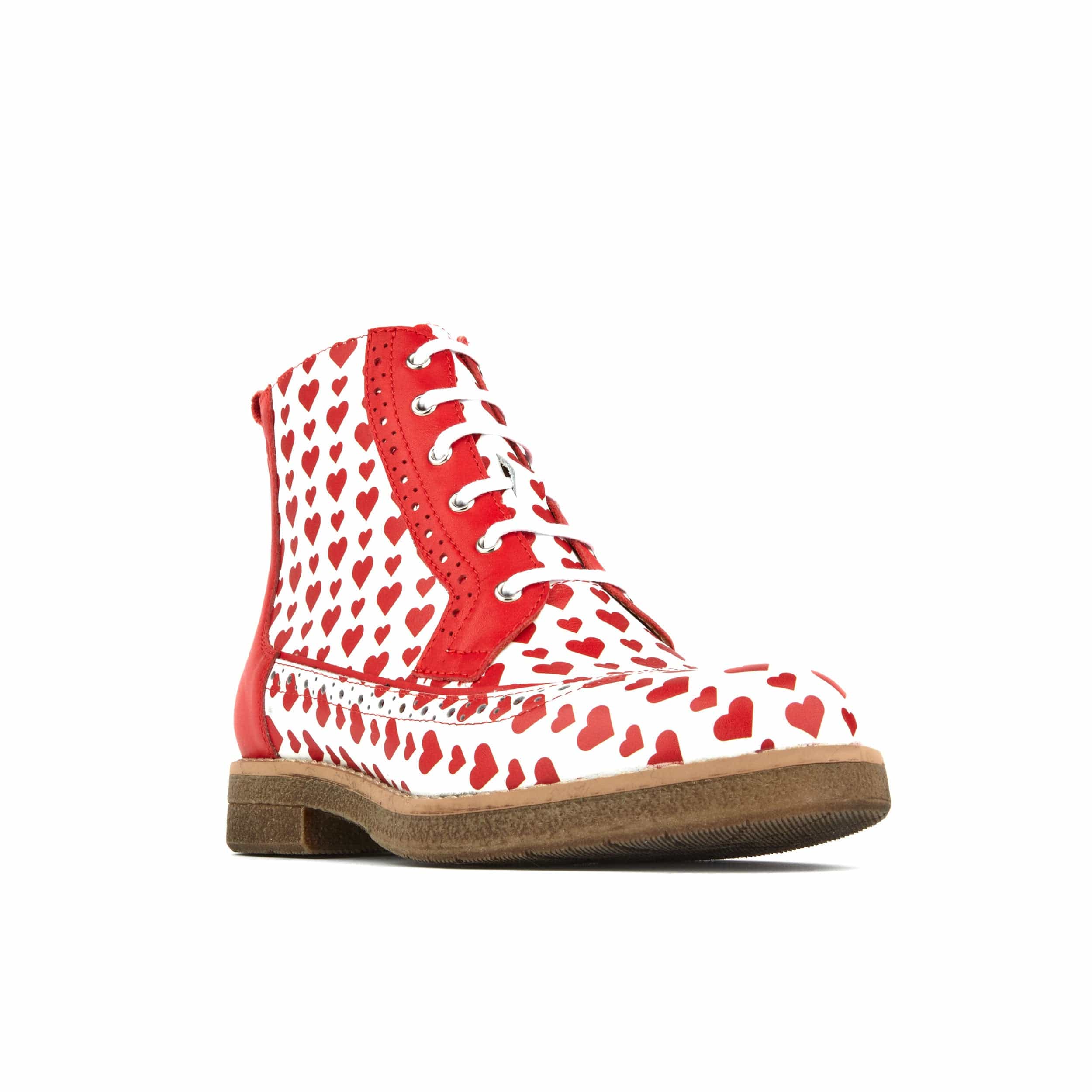 Hatter - Love Struck - Women's ankle boot with red hearts print on white leather - Image 2