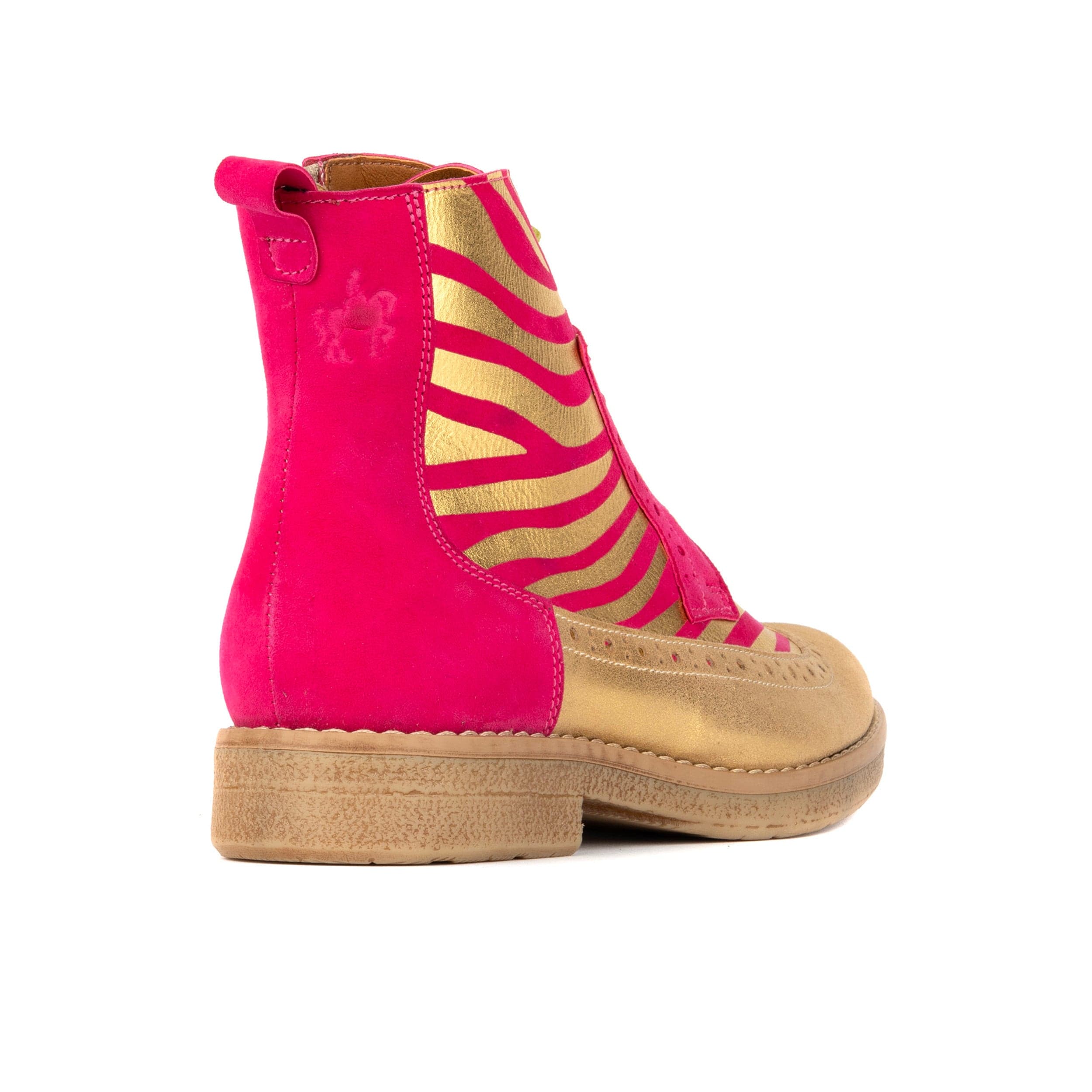 Hatter - Pink & Gold Stripes - Women's Leather Ankle Lace-up Boot - Image 4