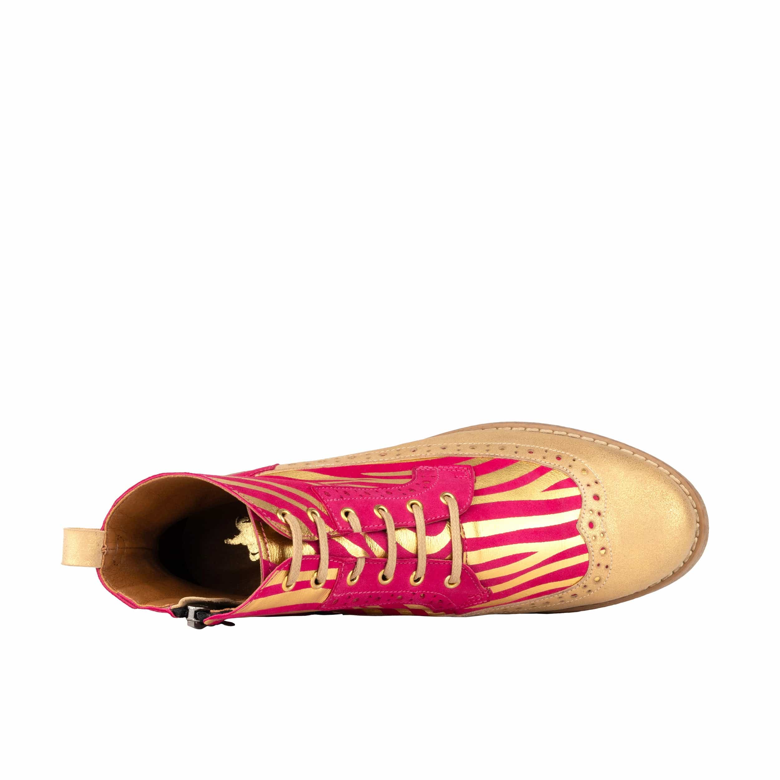 Hatter - Pink & Gold Stripes - Women's Leather Ankle Lace-up Boot - Image 6