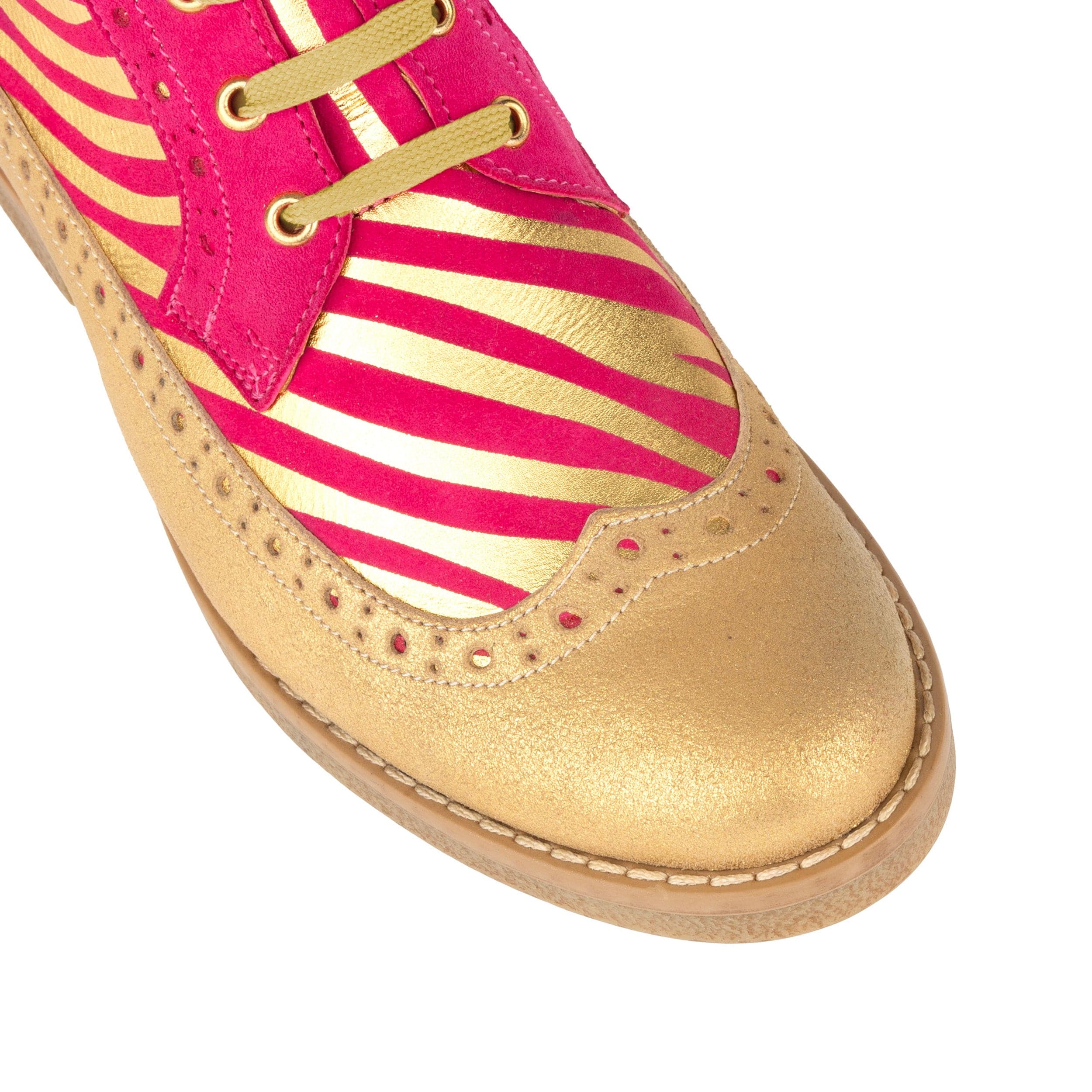 Hatter - Pink & Gold Stripes - Women's Leather Ankle Lace-up Boot - Image 7
