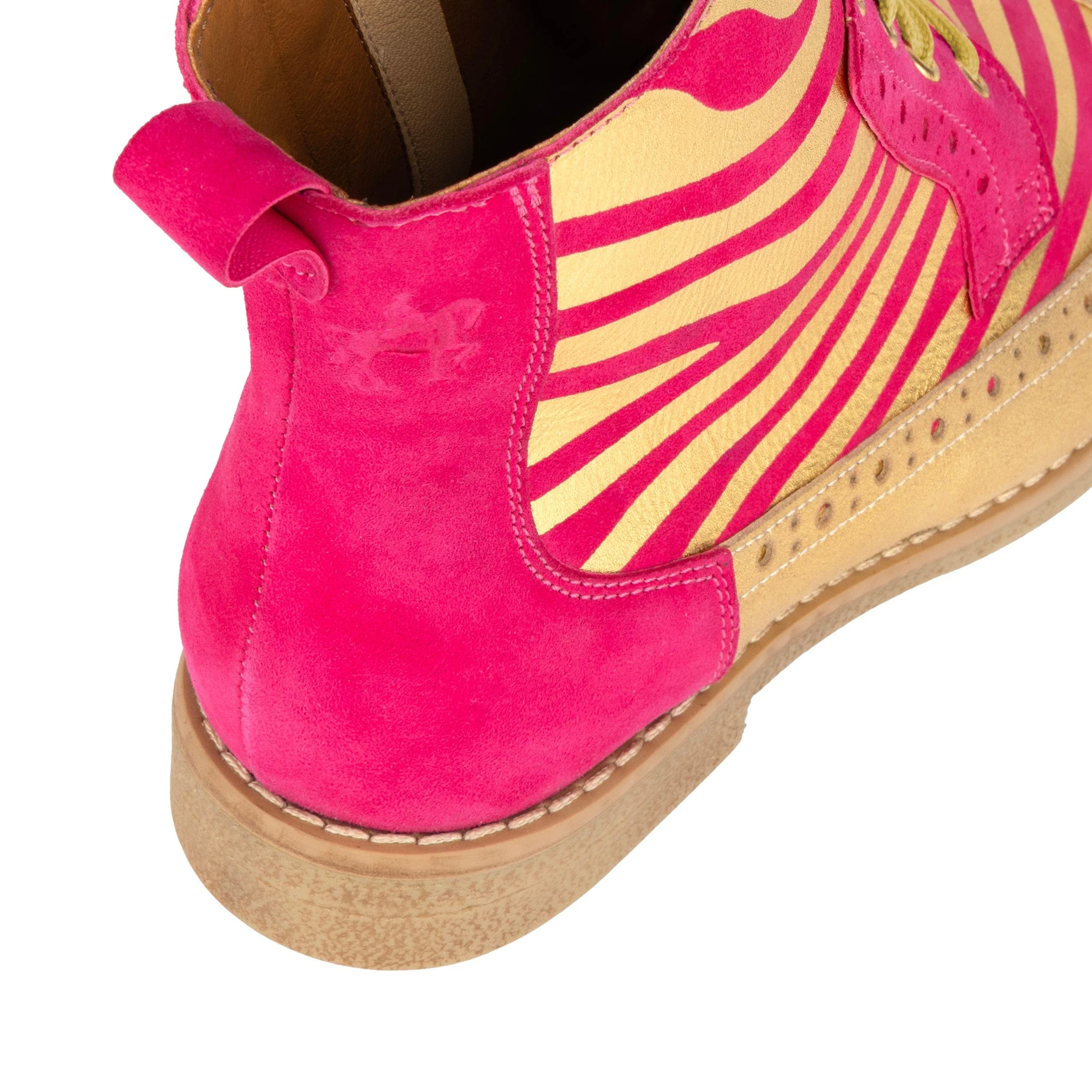 Hatter - Pink & Gold Stripes - Women's Leather Ankle Lace-up Boot - Image 8