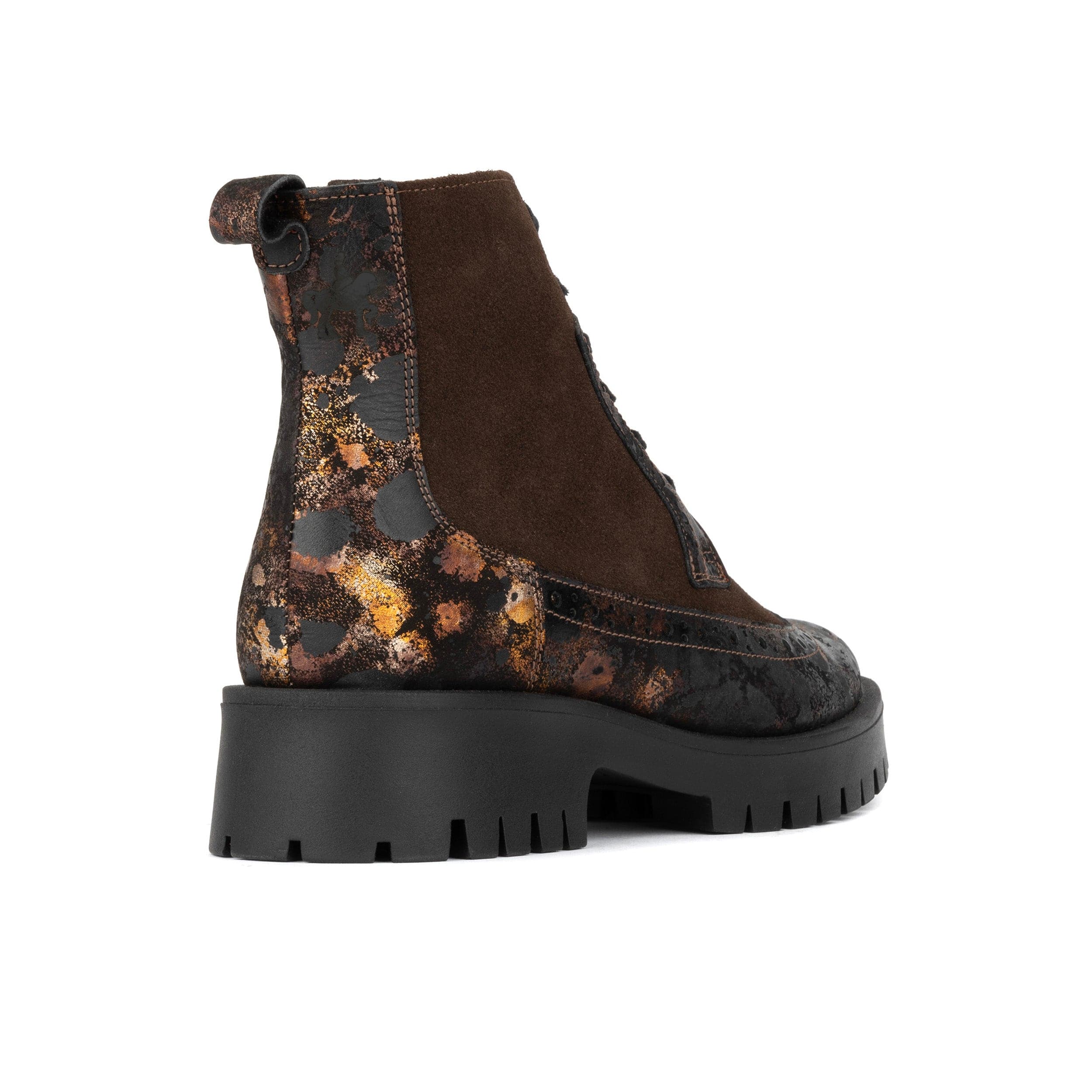 Hatter Platform - Brown Metal - Women's Leather and brushed nubuck suede Ankle Lace-up Boot with chunky cleated sole - Image 5
