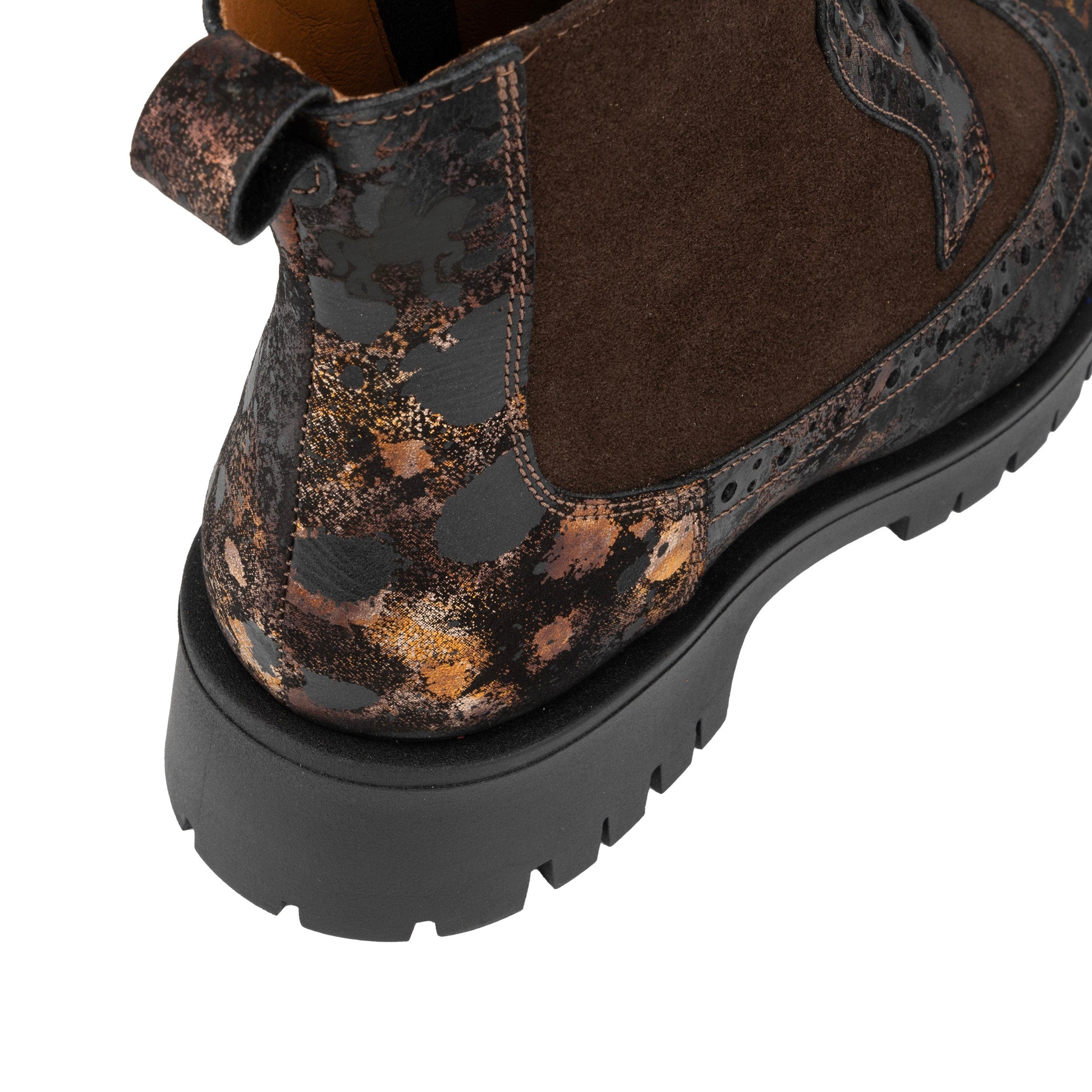 Hatter Platform - Brown Metal - Women's Leather and brushed nubuck suede Ankle Lace-up Boot with chunky cleated sole - Image 9