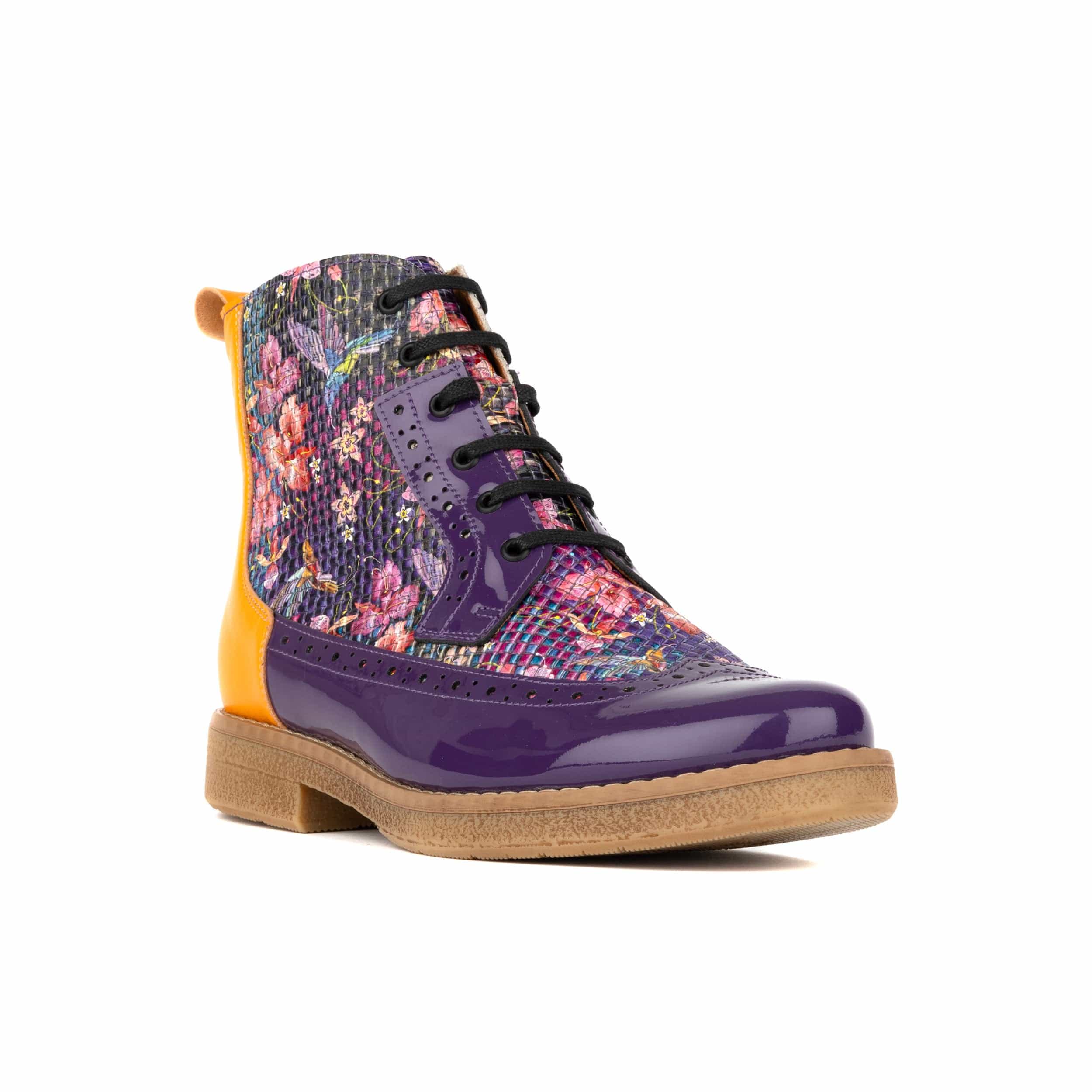 Hatter - Purple & Hummingbird - Women's Leather Ankle Lace-up Boot - Image 3