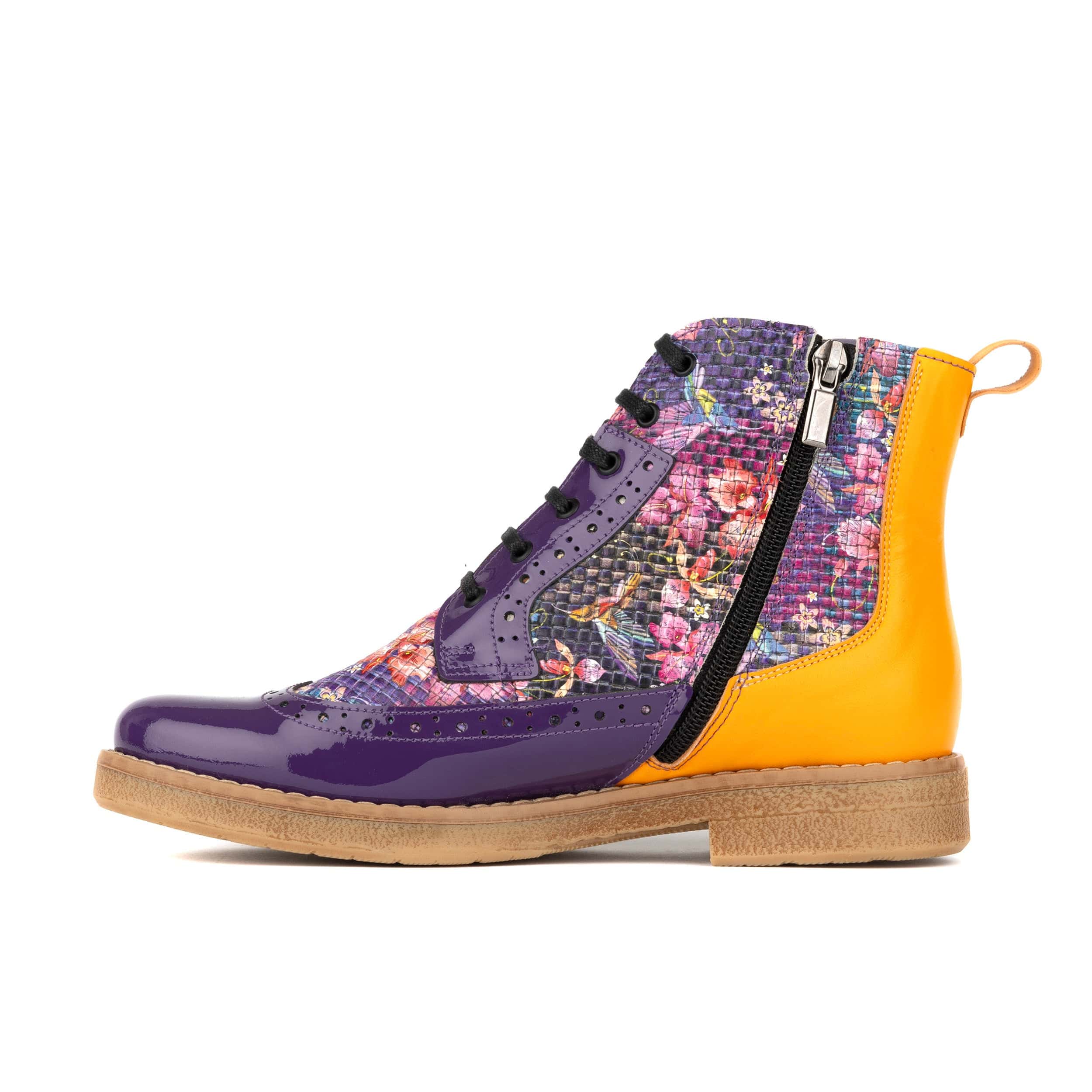 Hatter - Purple & Hummingbird - Women's Leather Ankle Lace-up Boot - Image 4