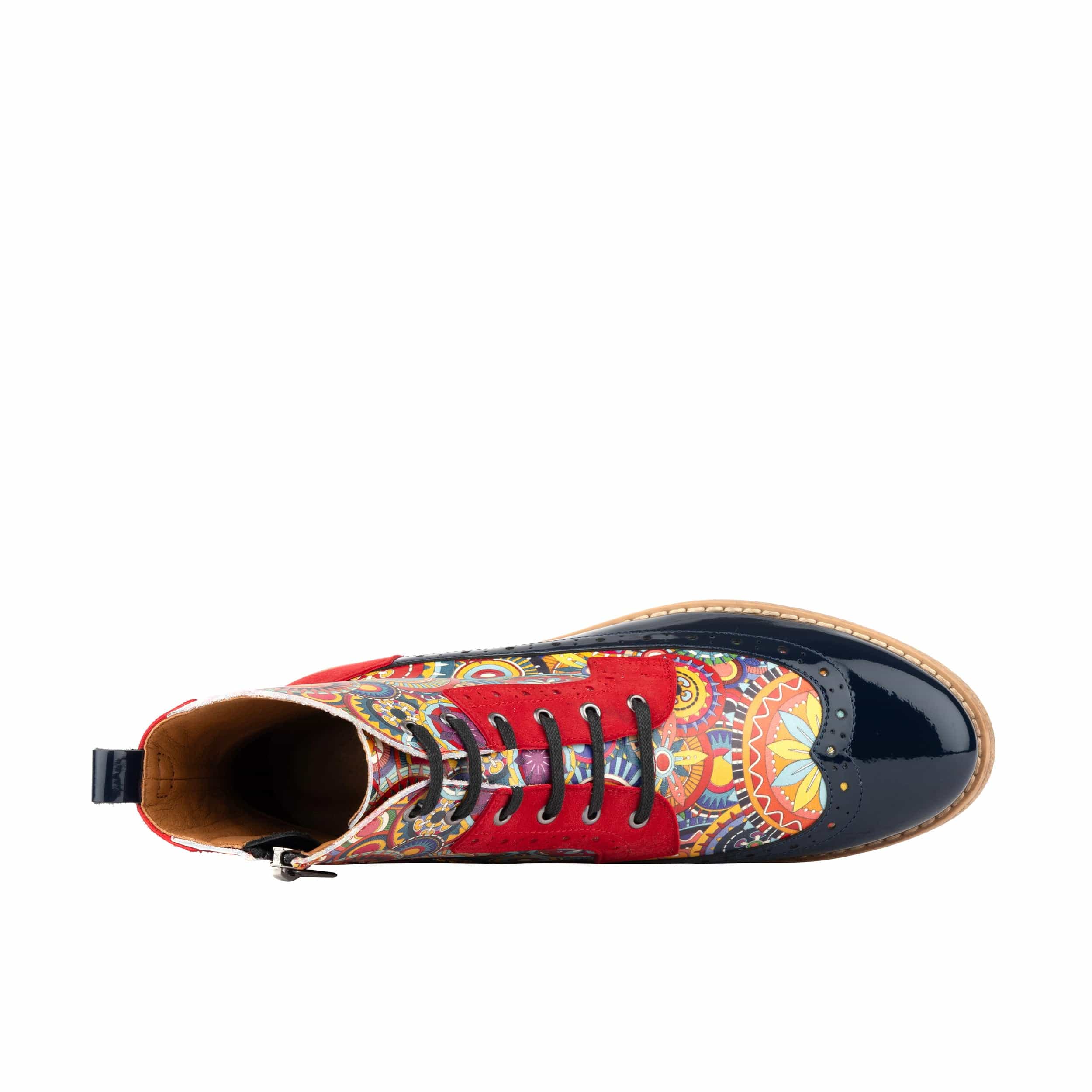 Hatter - Red Navy - Women's leather ankle boot with laces and zip - Image 7