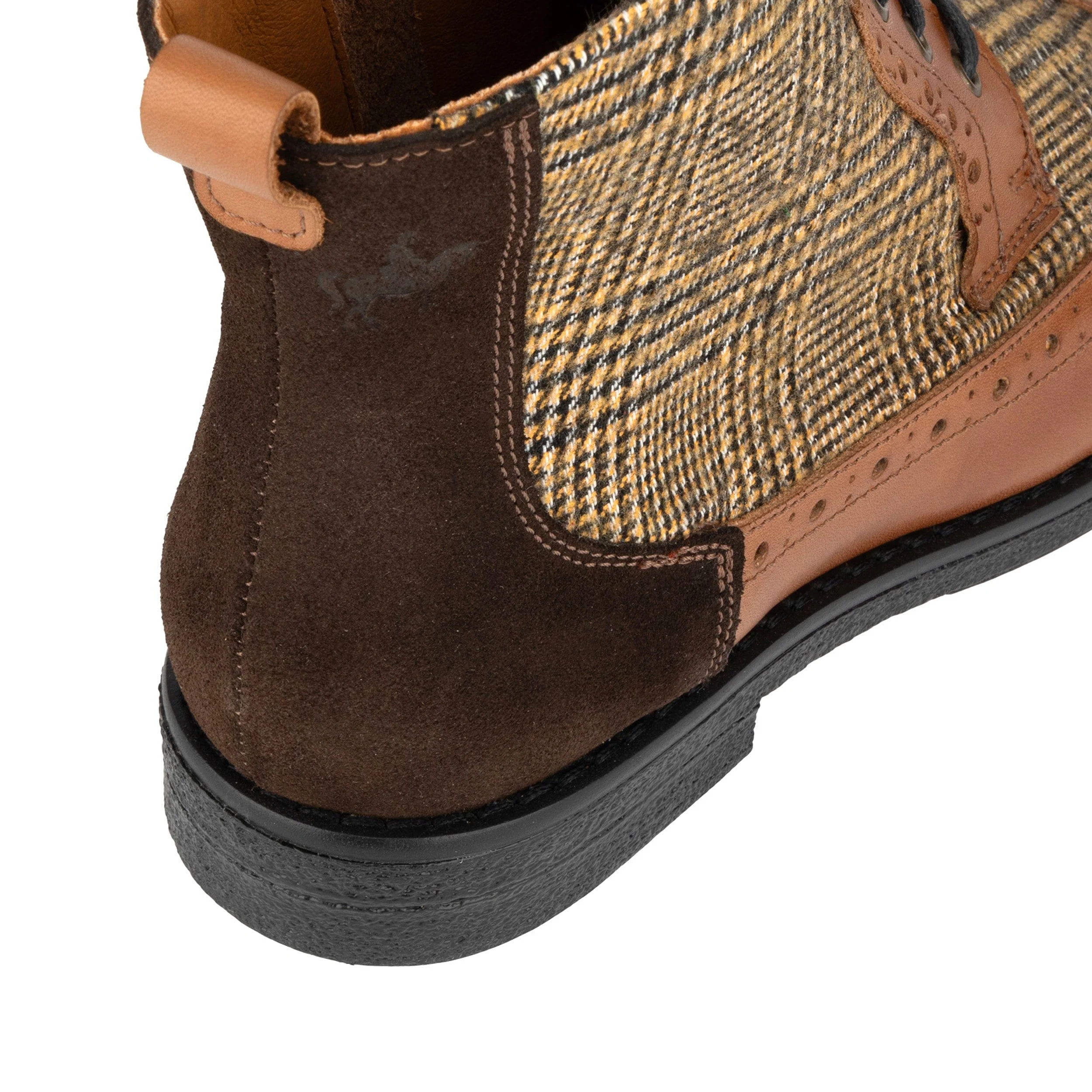 Hatter - Tan & Brown Check - Women's Leather Ankle Lace-up Boot with check details - Image 9
