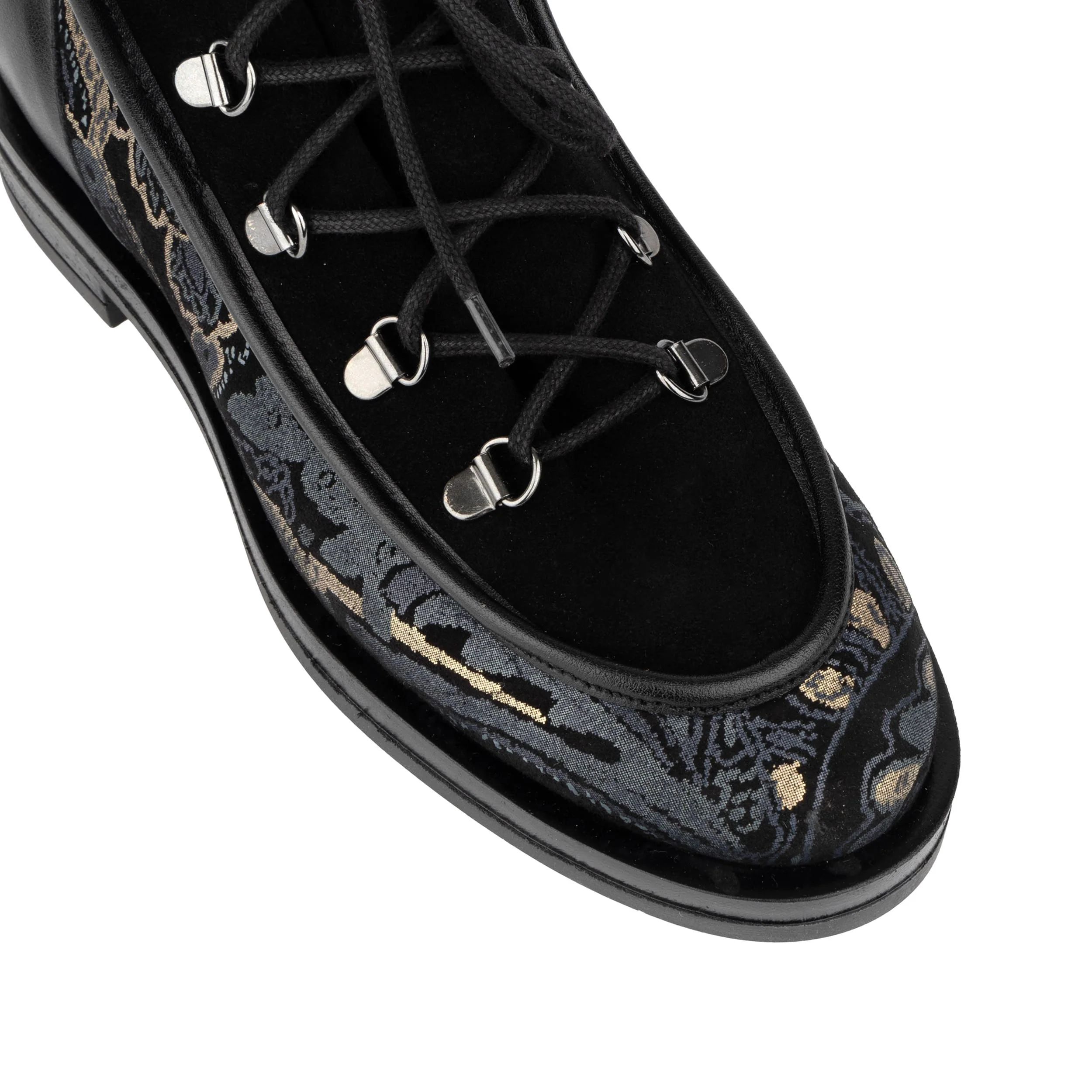Hedera - Black & Grey & Gold - Women's Suede Alpine Boot - Image 7
