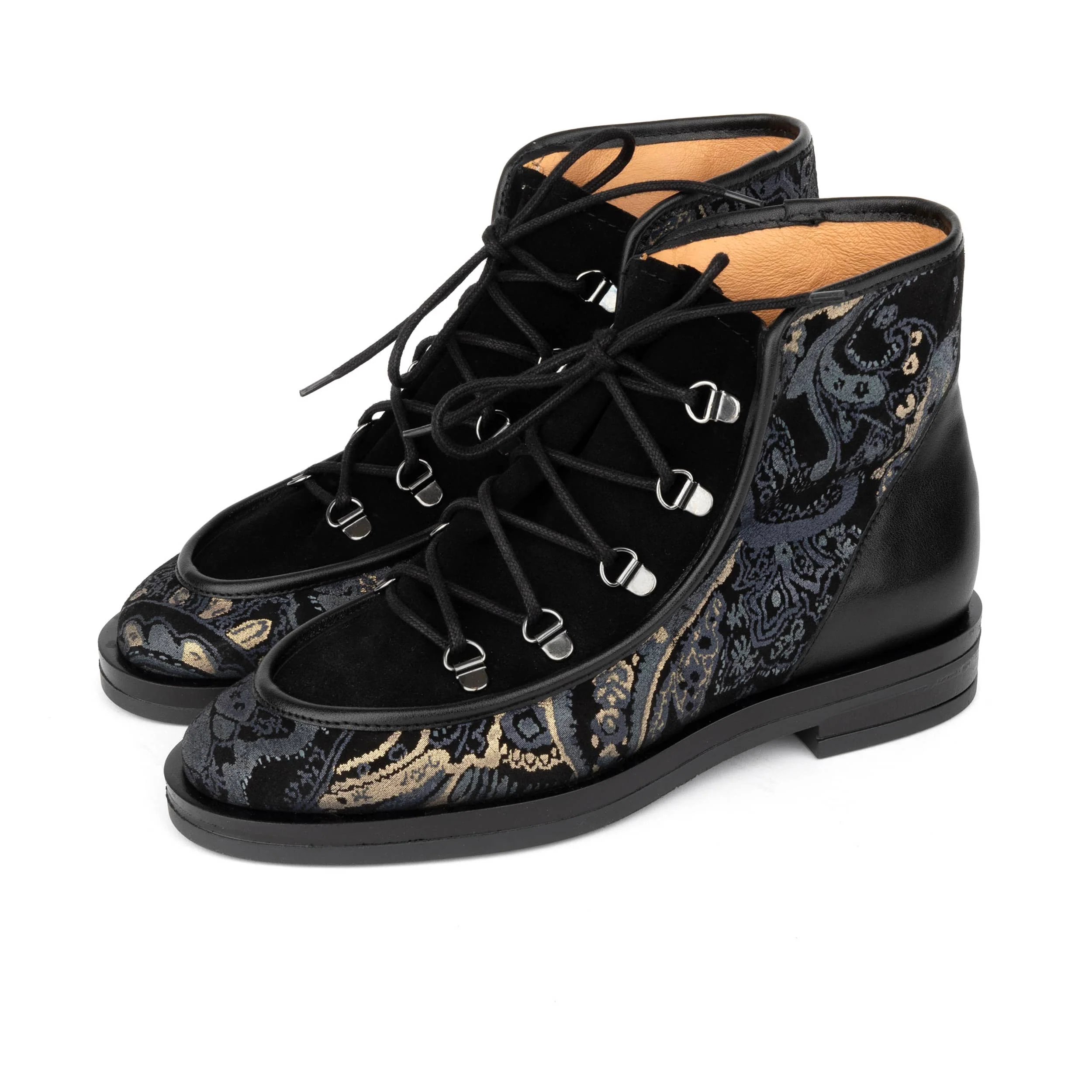 Hedera - Black & Grey & Gold - Women's Suede Alpine Boot - Image 9