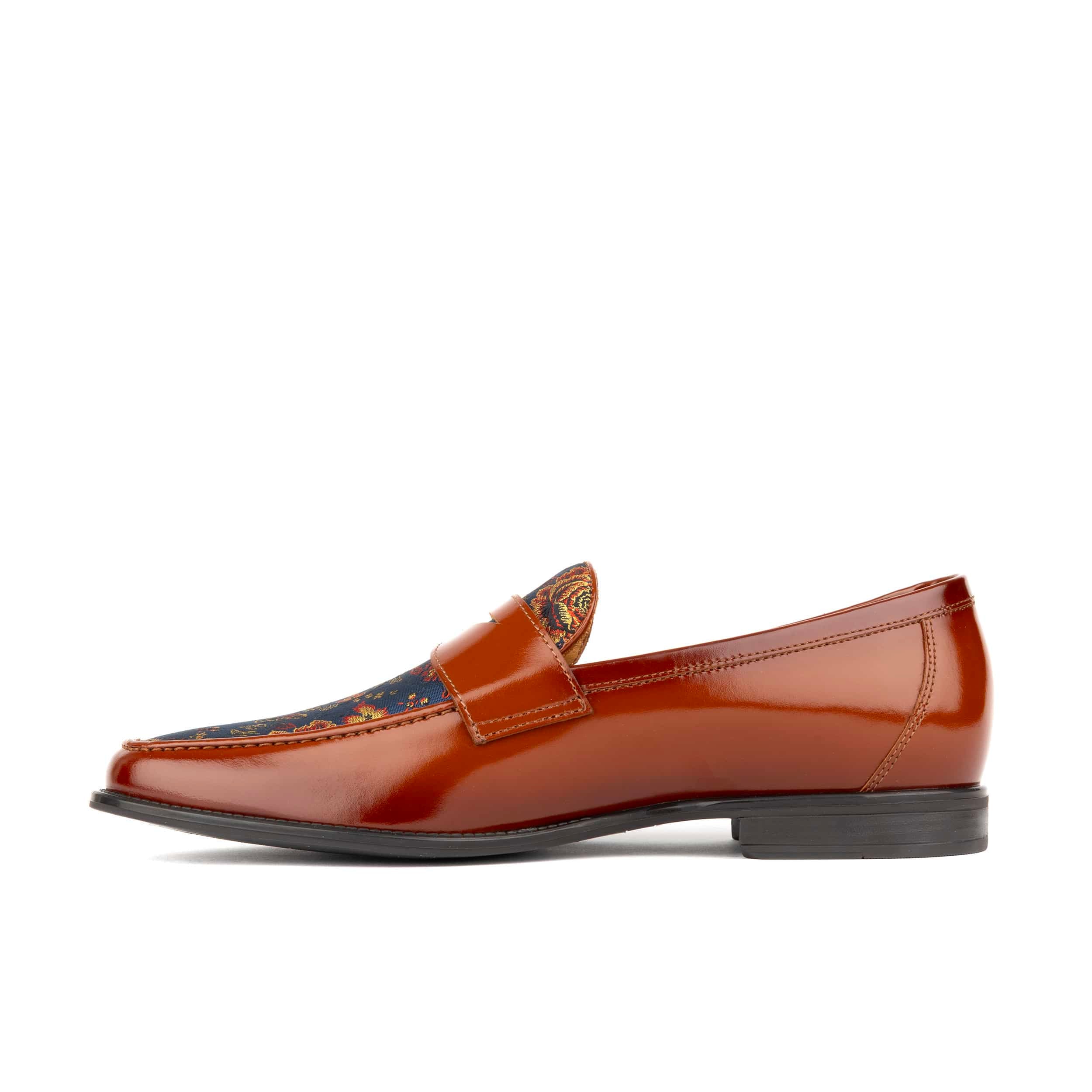Henry - Tan & Blue Flower - Men's Leather Loafer - Image 3