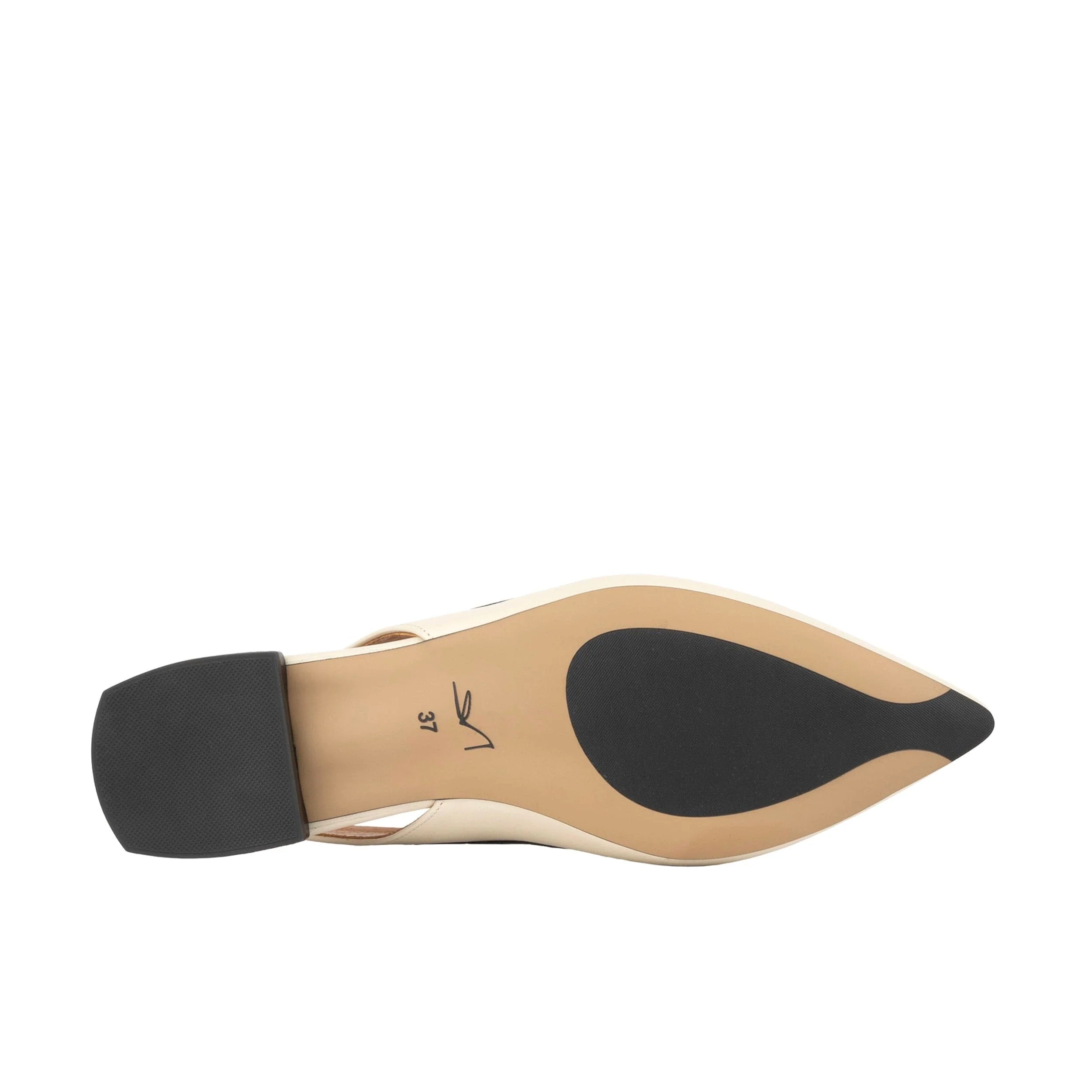 Holly - Cream & Black - Women's pointed toe contrast leather slingbacks - Image 5