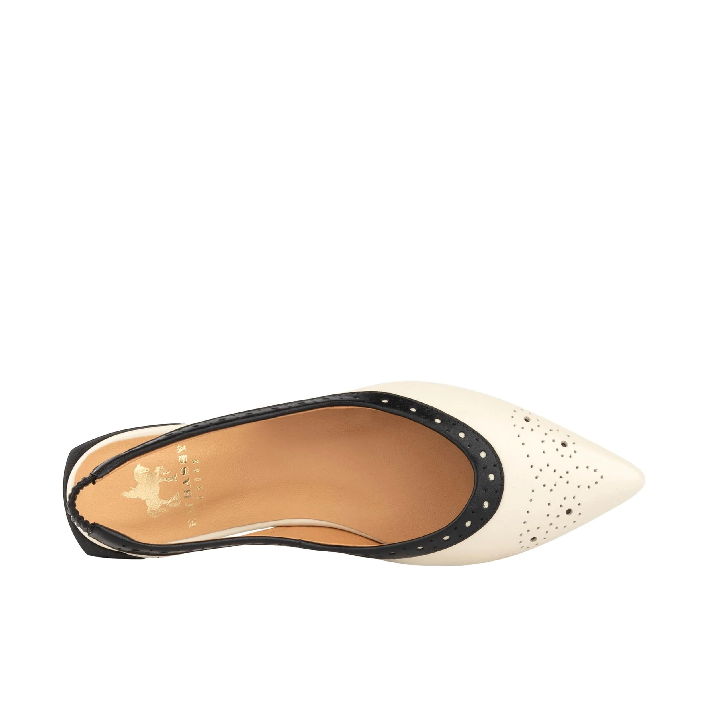 Holly - Cream & Black - Women's pointed toe contrast leather slingbacks - Image 6